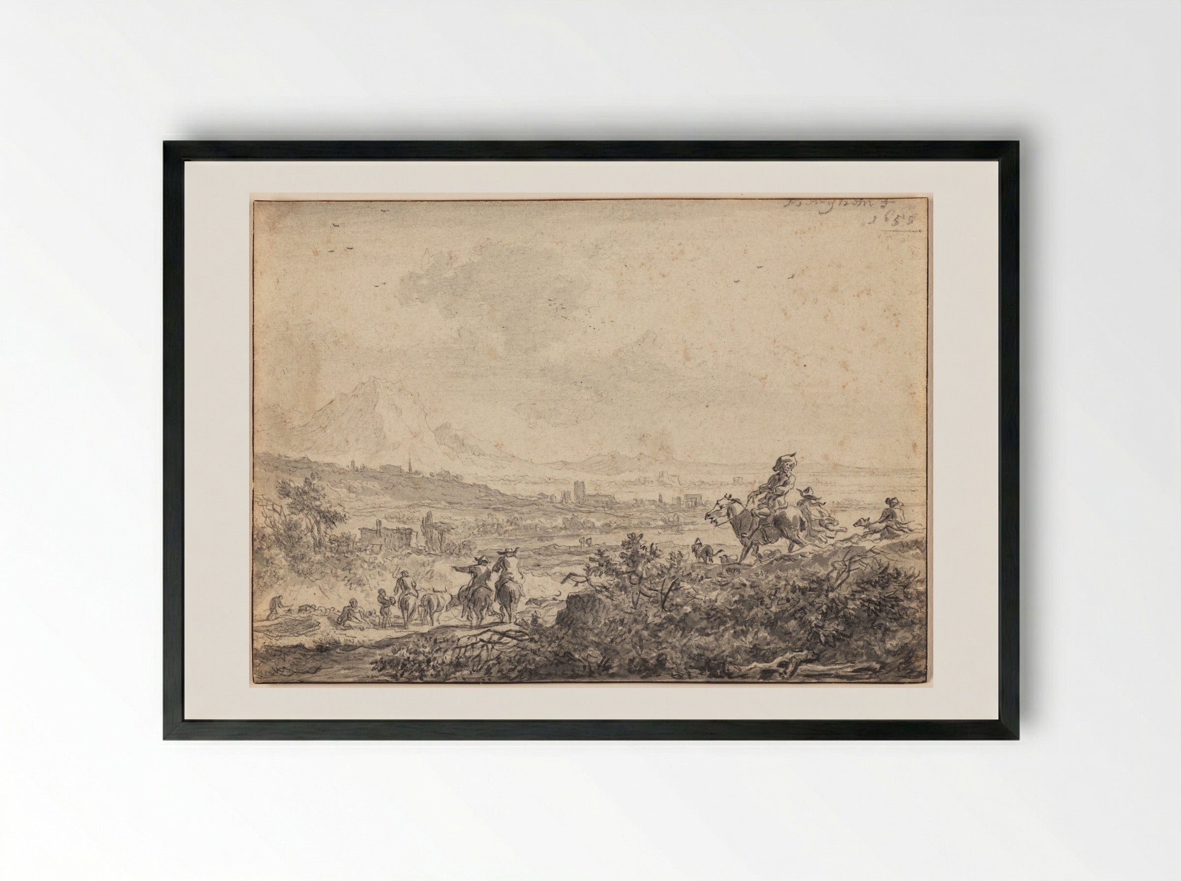 Return from the Hunt - Nicolaes Berchem the Elder - Framed Print Black