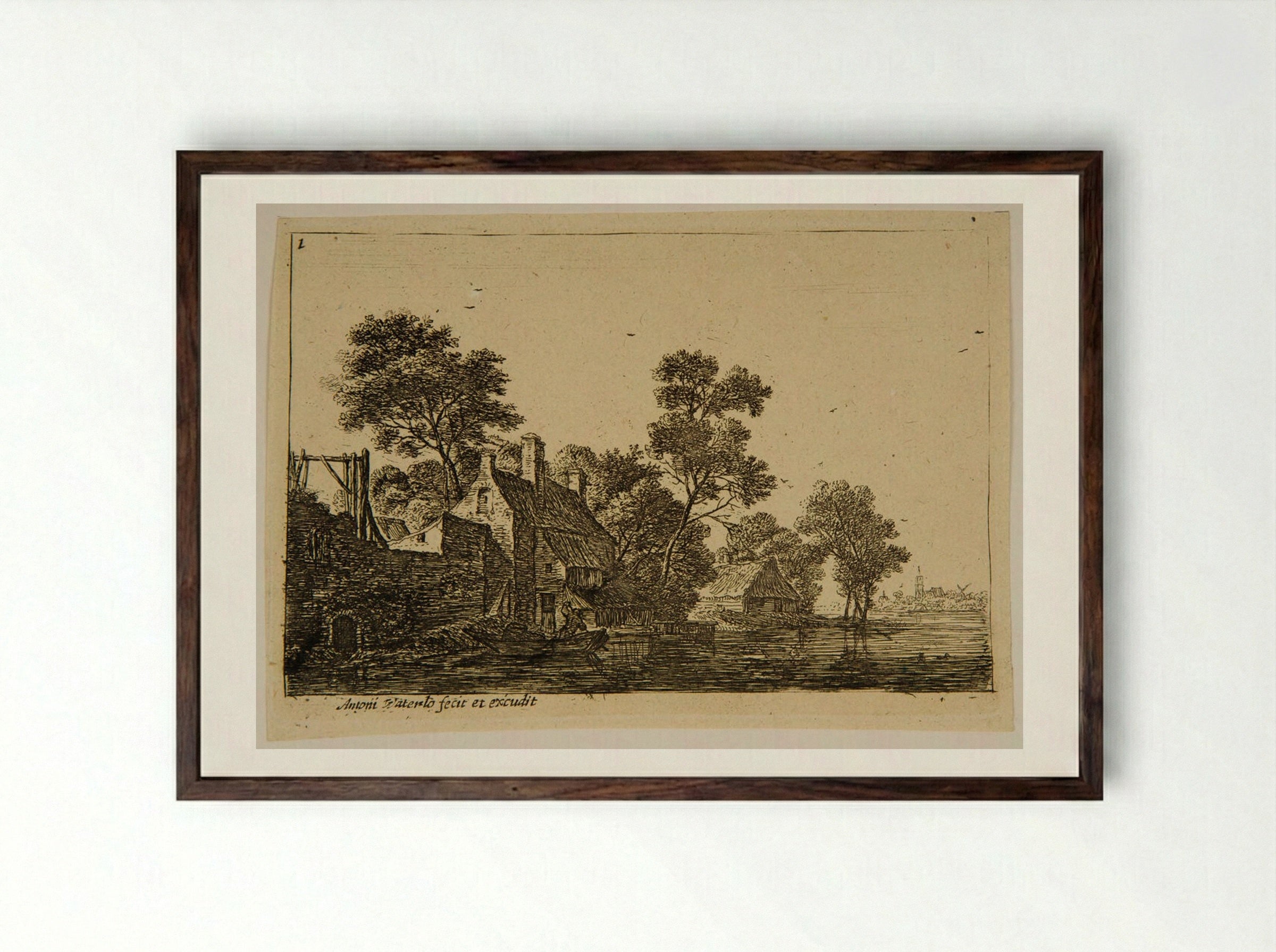 Return of the Fisherman - Anthonie Waterloo - Framed Print Dark Wood