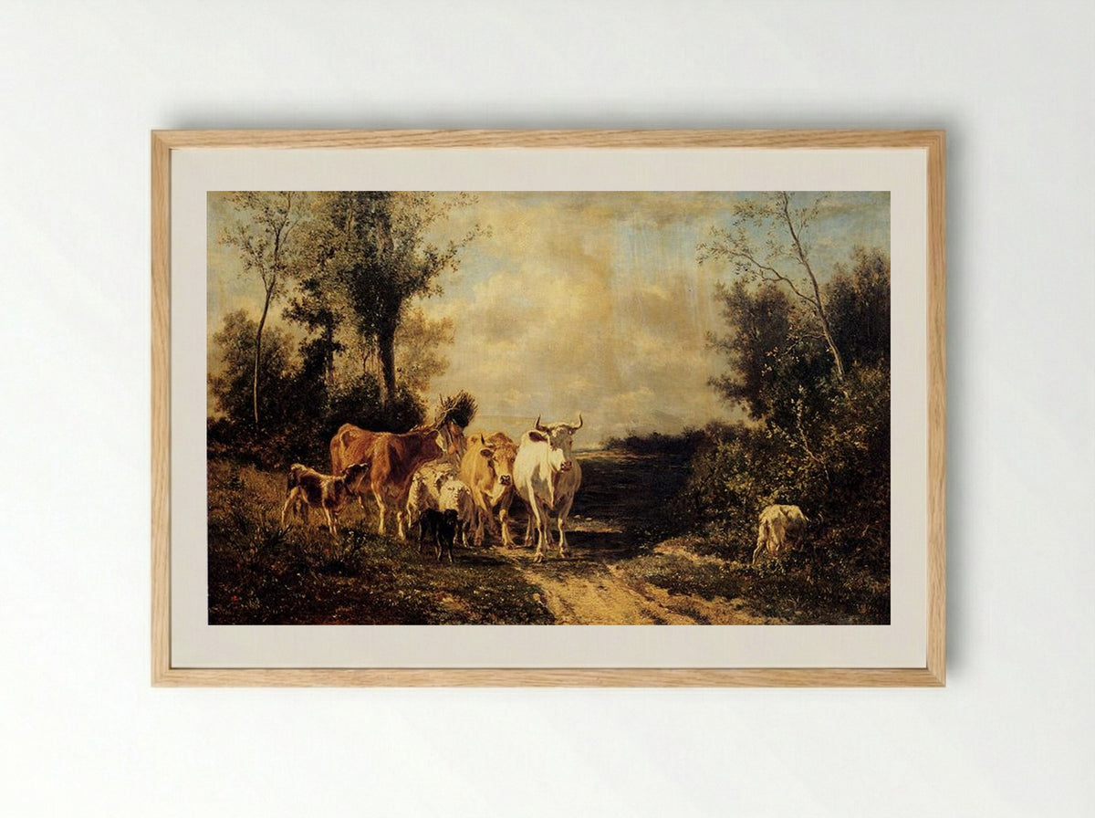 Returning From Pasture - Constant Troyon - Framed Print Wood