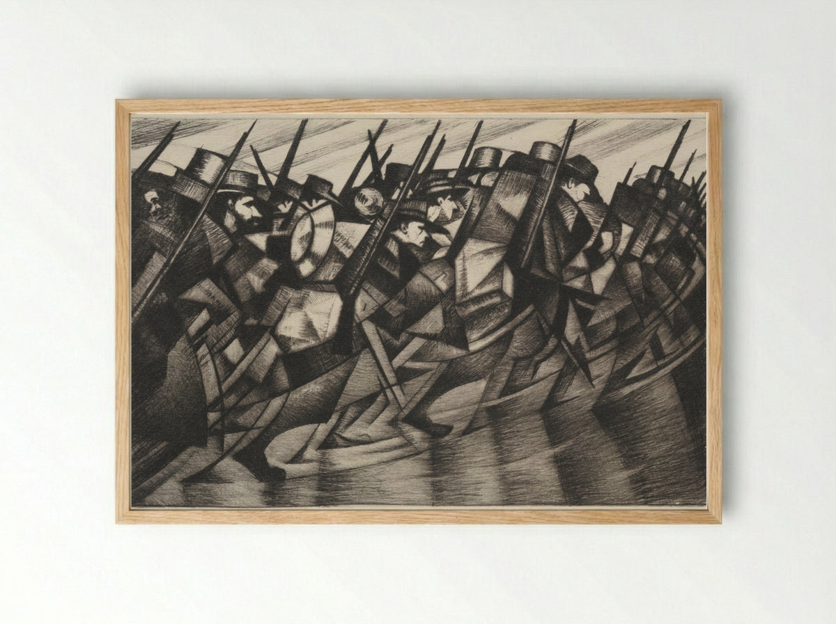 Returning to the Trenches - Christopher Nevinson - Framed Print Wood