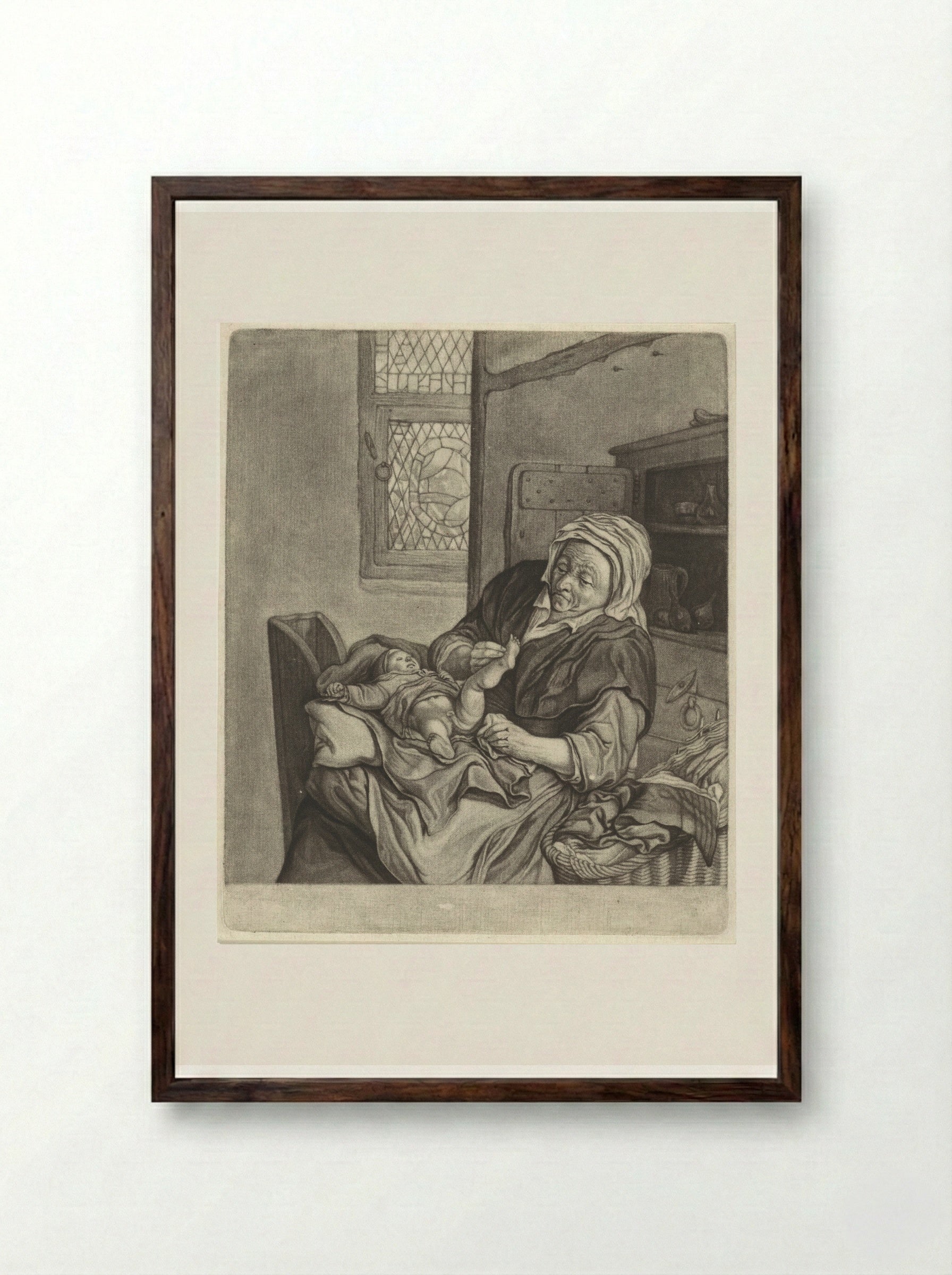 Reuk (Sense of Smell) - Cornelis Dusart - Framed Print Dark Wood