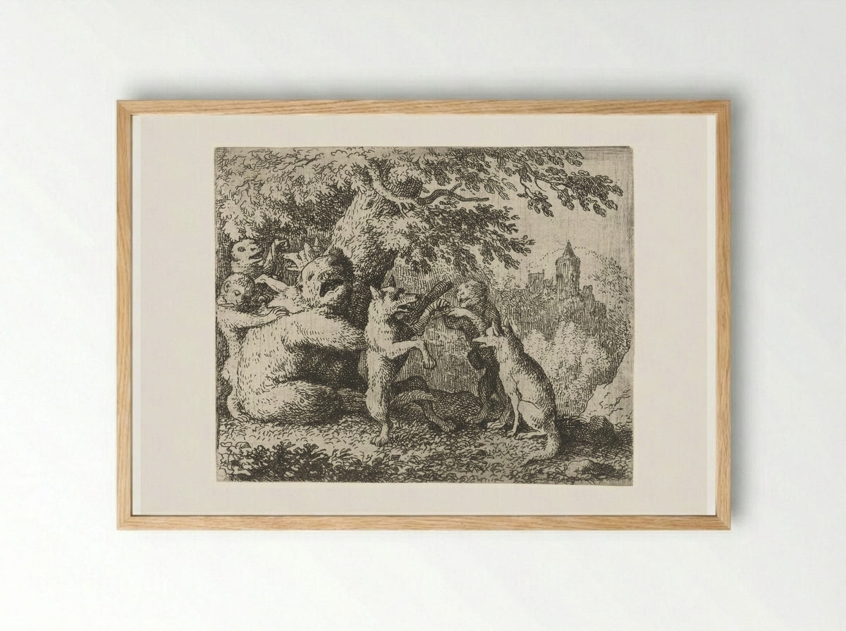 Reynard the Fox Prepares for his Pilgrimage - Allaert van Everdingen - Framed Print Wood
