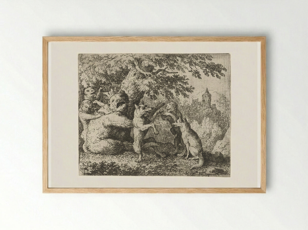 Reynard the Fox Prepares for his Pilgrimage - Allaert van Everdingen - Framed Print Wood
