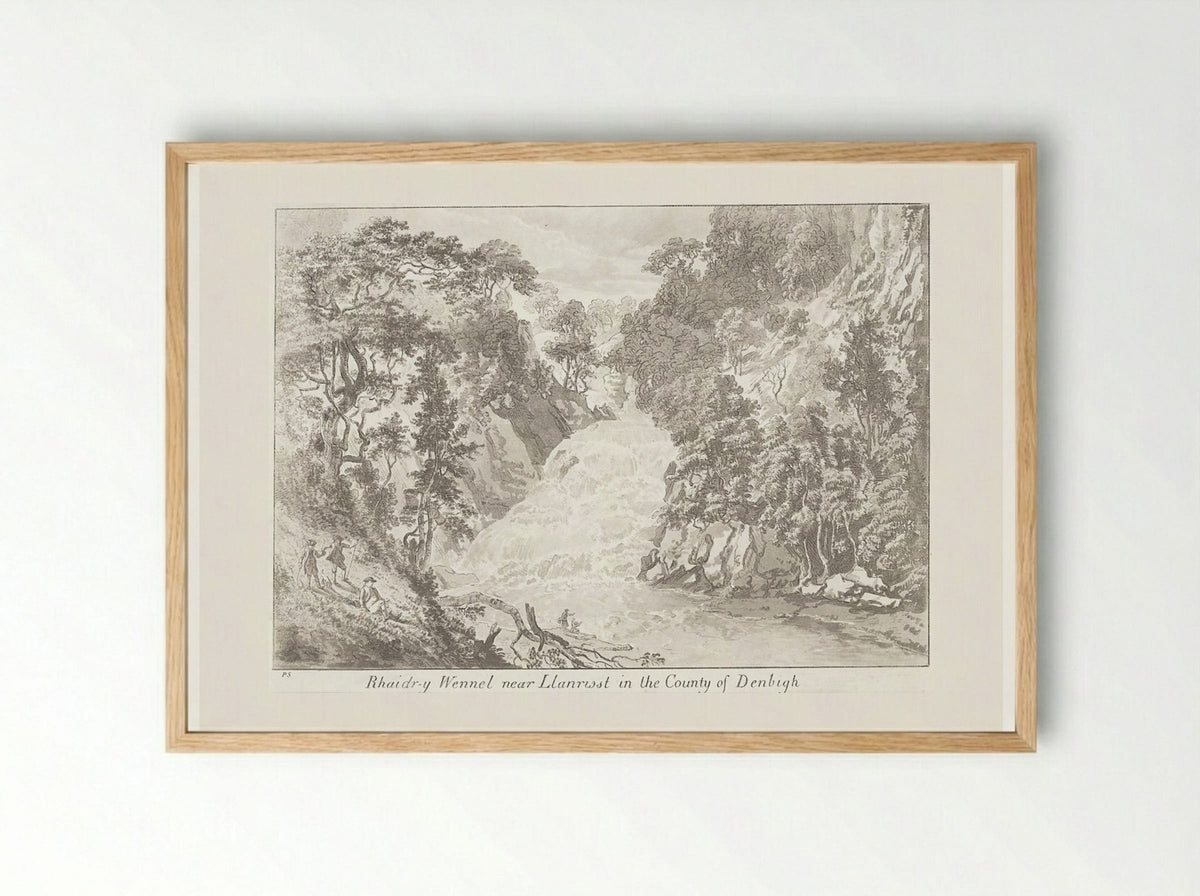 Rhaidr-y Wennel Near Llanrwst in the County of Denbigh - Paul Sandby - Framed Print Wood