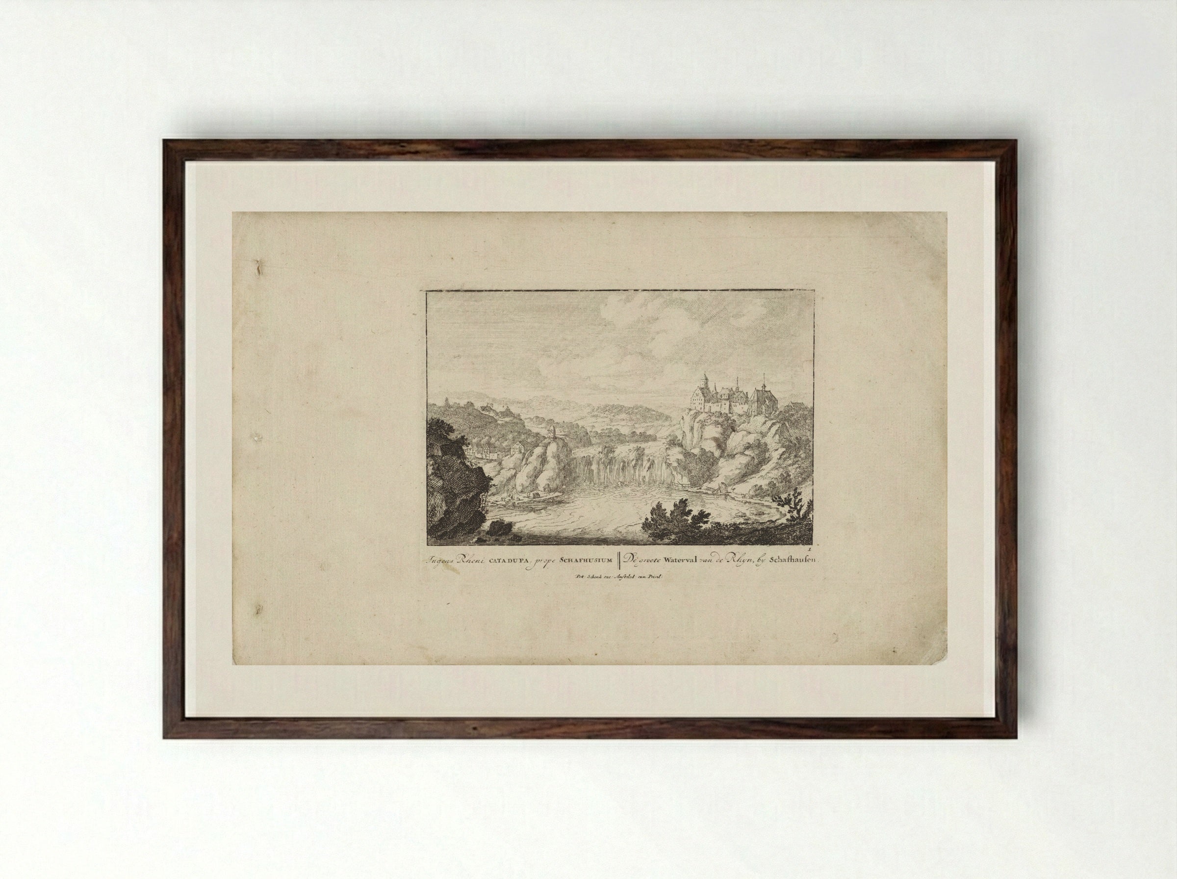 Rheinfall bij Schaffhausen - Jan van Call (I) - Framed Print Dark Wood