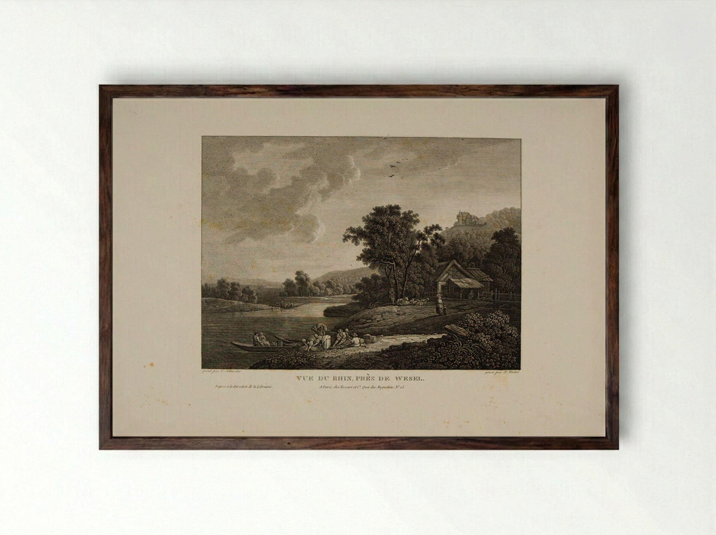 Rhine near Wesel - Johann Pieter Rücker - Framed Print Dark Wood