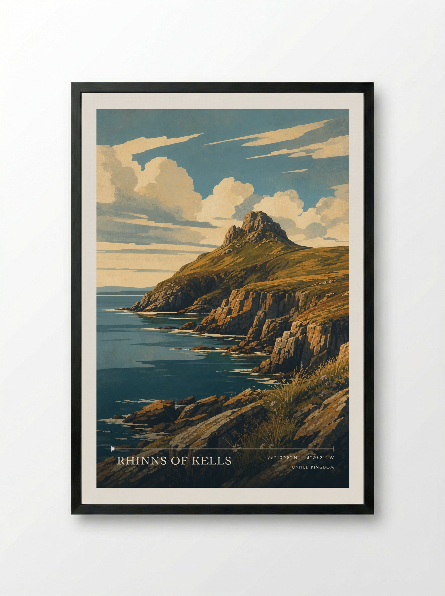 Rhinns of Kells United Kingdom Travel Poster - Framed Print Black