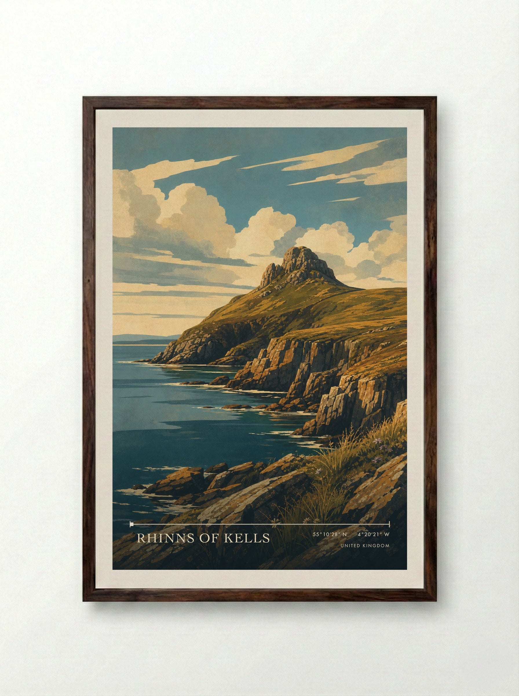 Rhinns of Kells United Kingdom Travel Poster - Framed Print Dark Wood