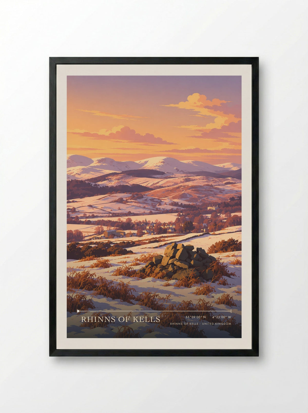 Rhinns of Kells | Travel Poster - Framed Print Black