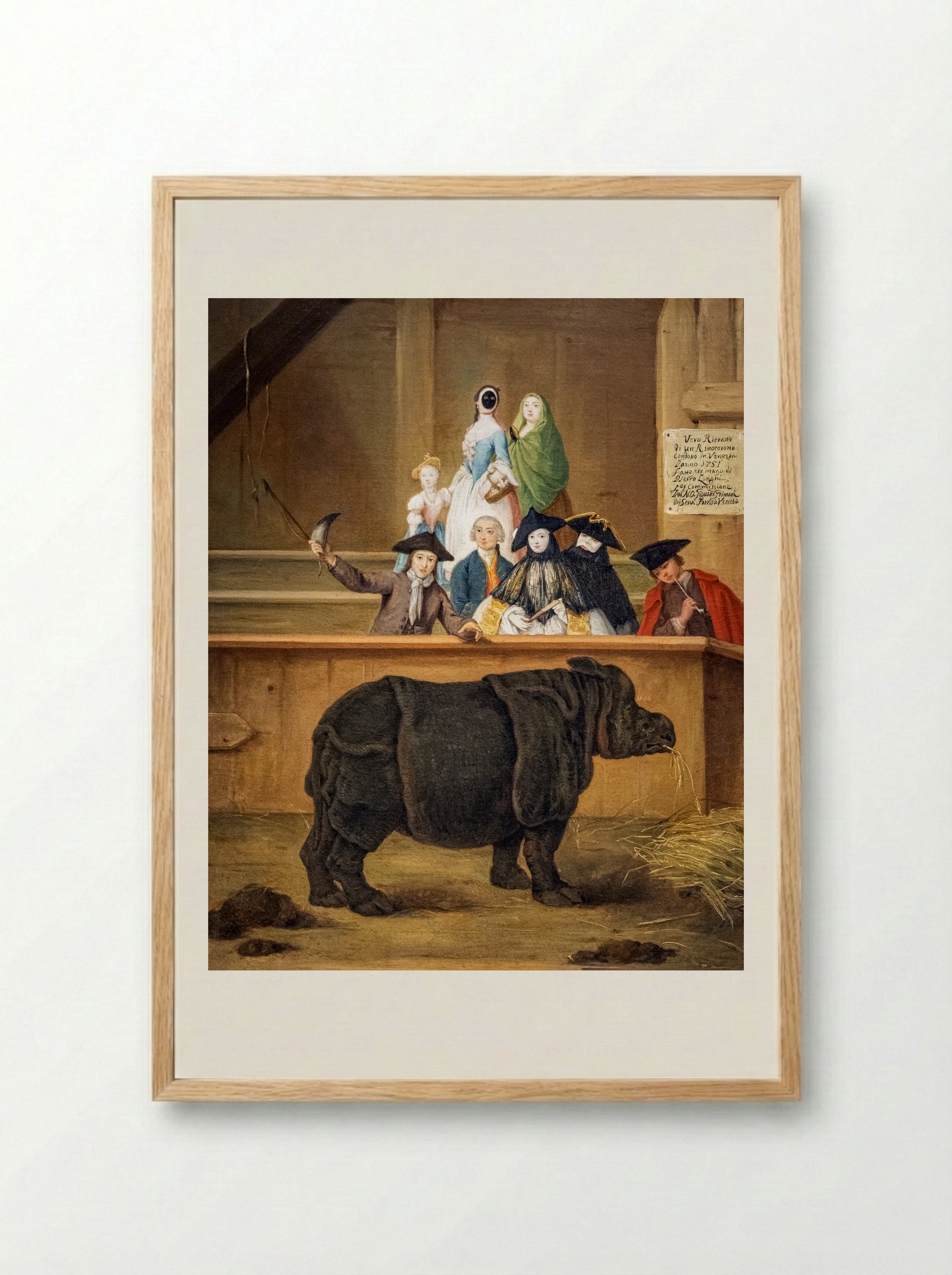 Rhinoceros in Venice - Pietro Longhi - Framed Print Wood