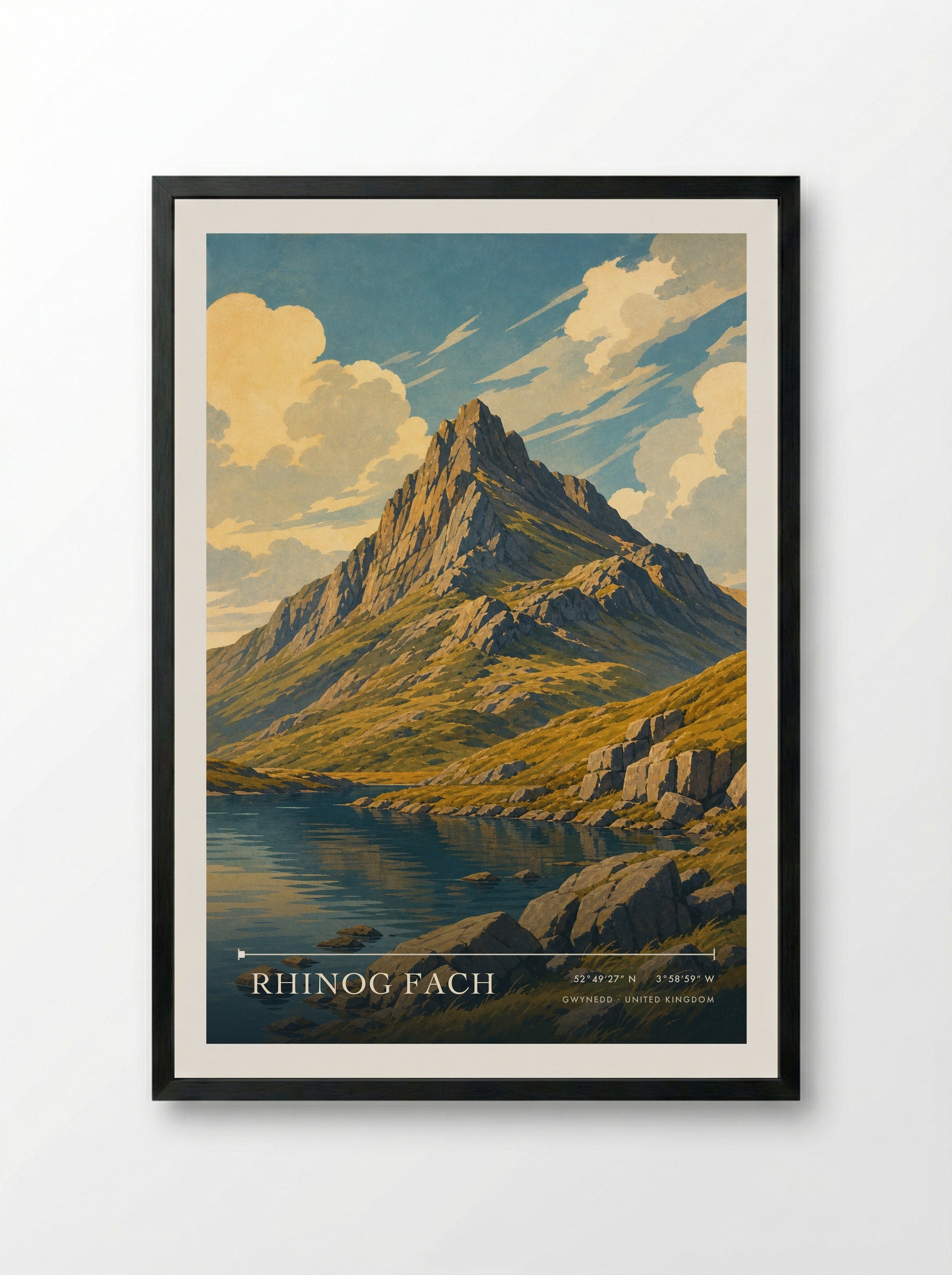 Rhinog Fach Gwynedd United Kingdom Travel Poster - Framed Print Black