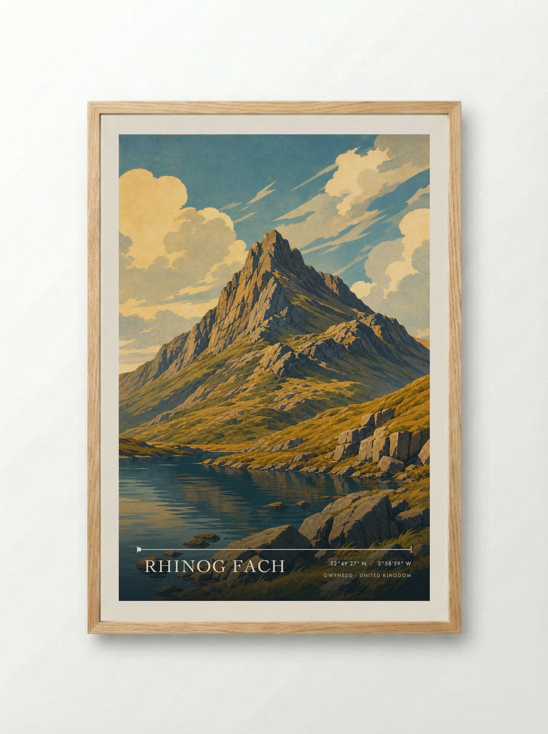 Rhinog Fach Gwynedd United Kingdom Travel Poster - Framed Print Wood