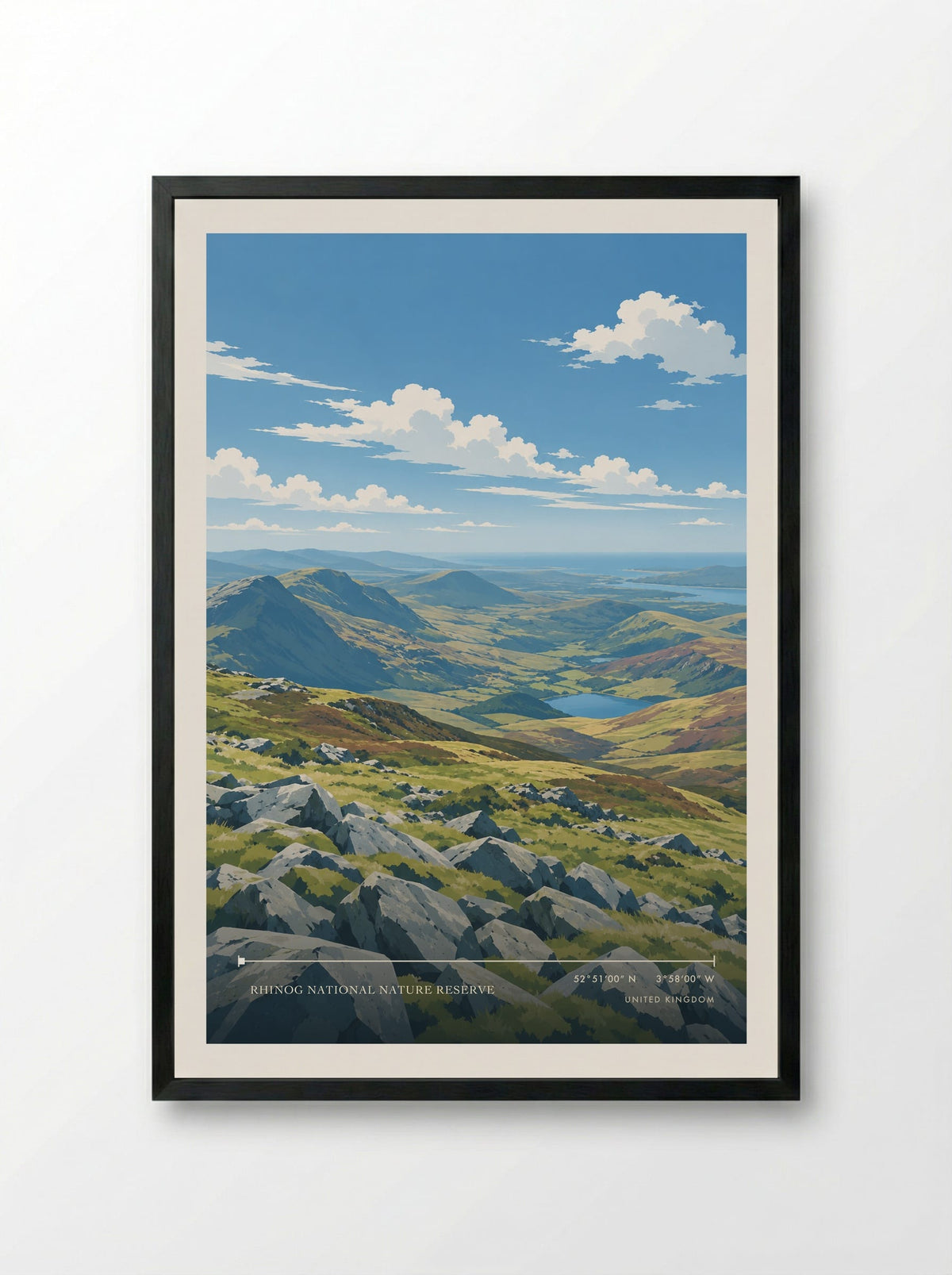 Rhinog National Nature Reserve | Travel Poster - Framed Print Black