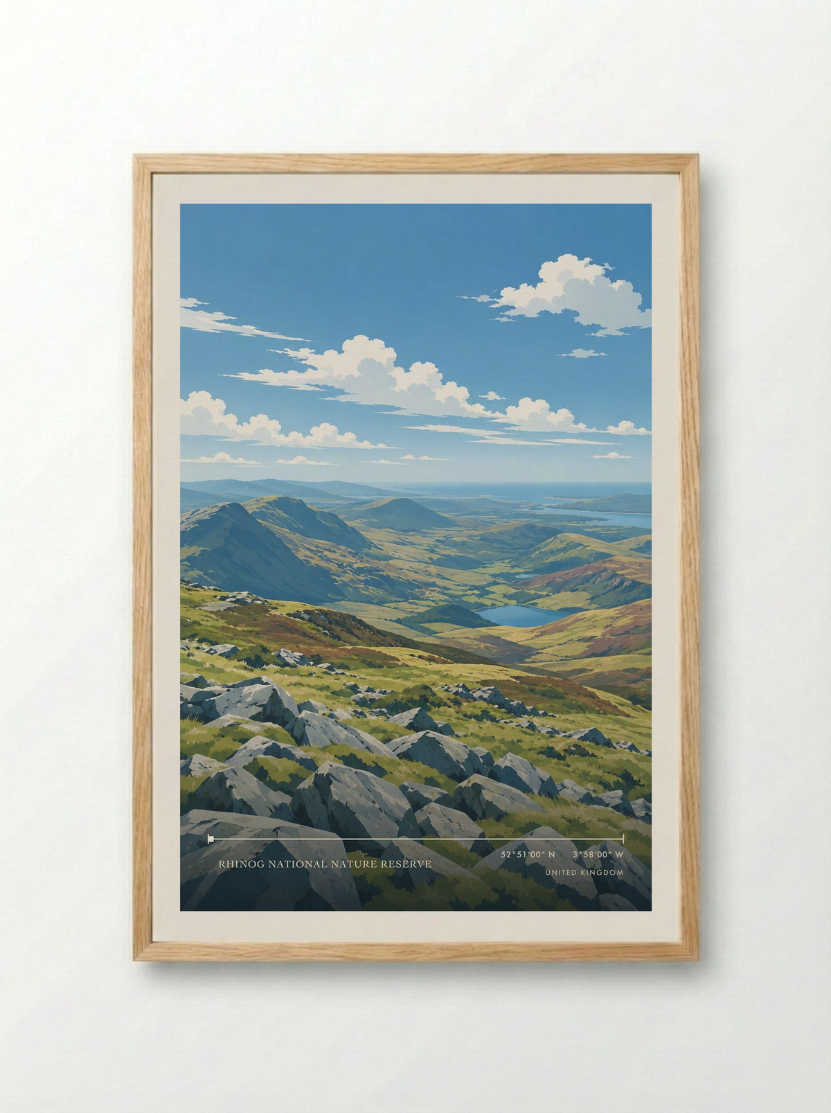 Rhinog National Nature Reserve | Travel Poster - Framed Print Wood