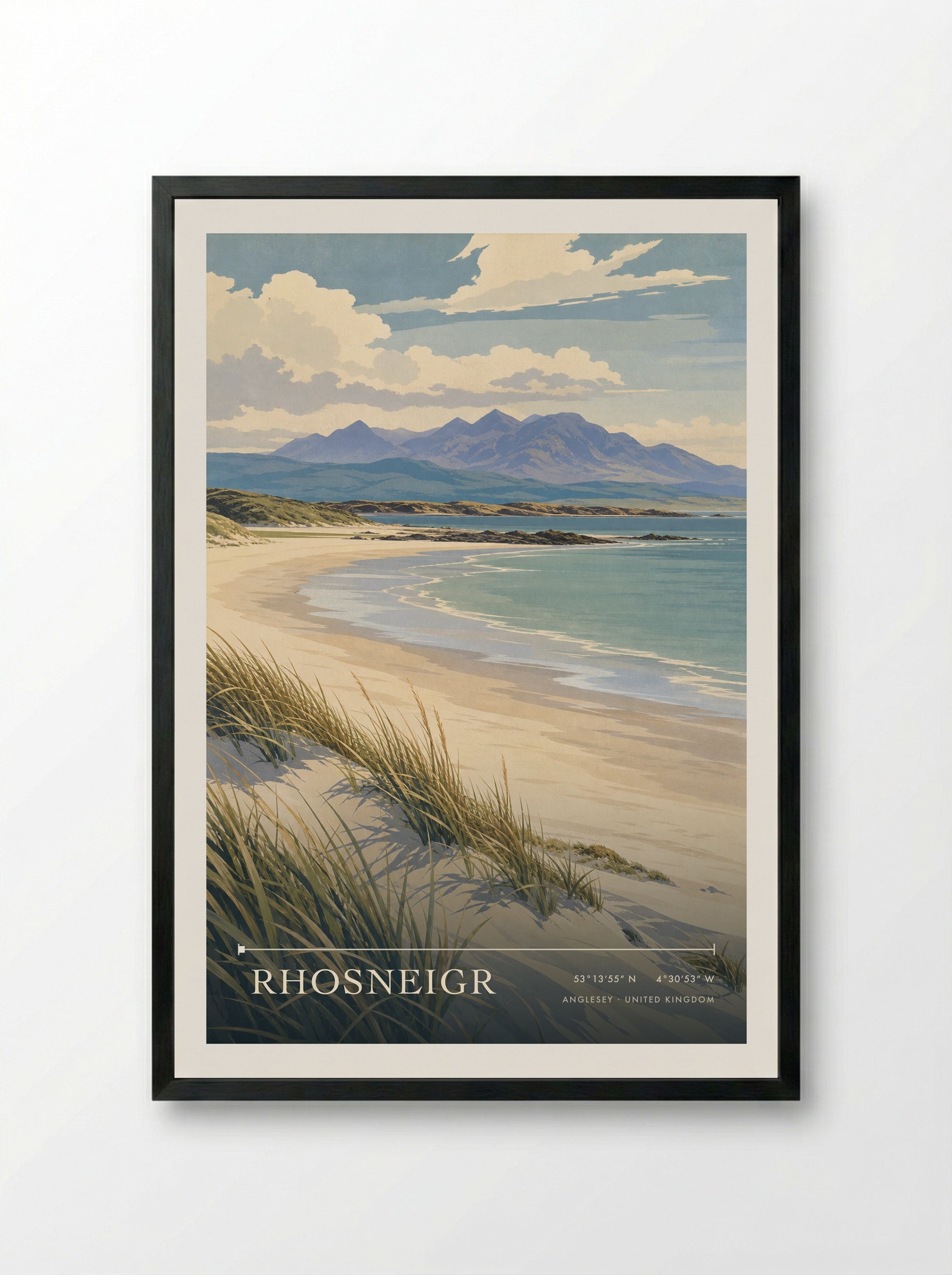 Rhosneigr Anglesey United Kingdom Travel Poster - Framed Print Black