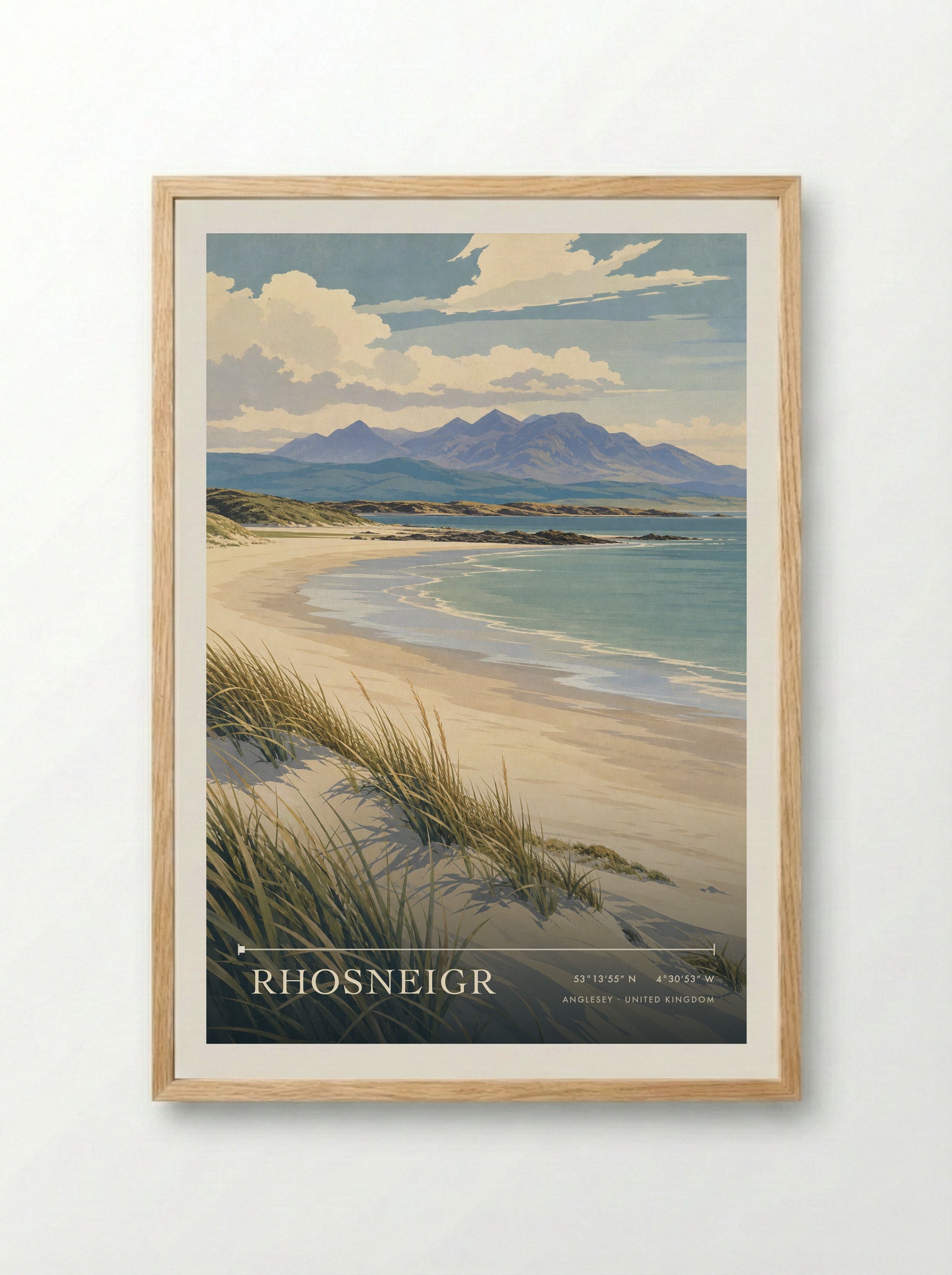 Rhosneigr Anglesey United Kingdom Travel Poster - Framed Print Wood