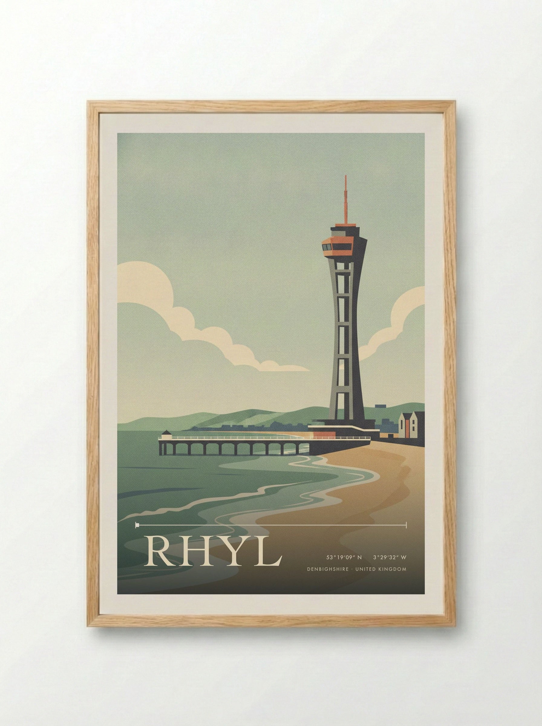Rhyl Denbighshire United Kingdom Travel Poster - Framed Print Wood
