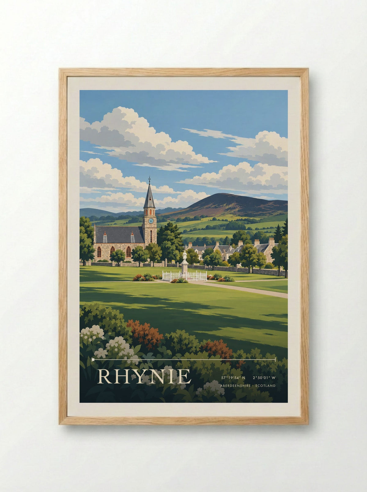 Rhynie, Aberdeenshire | Travel Poster - Framed Print Wood