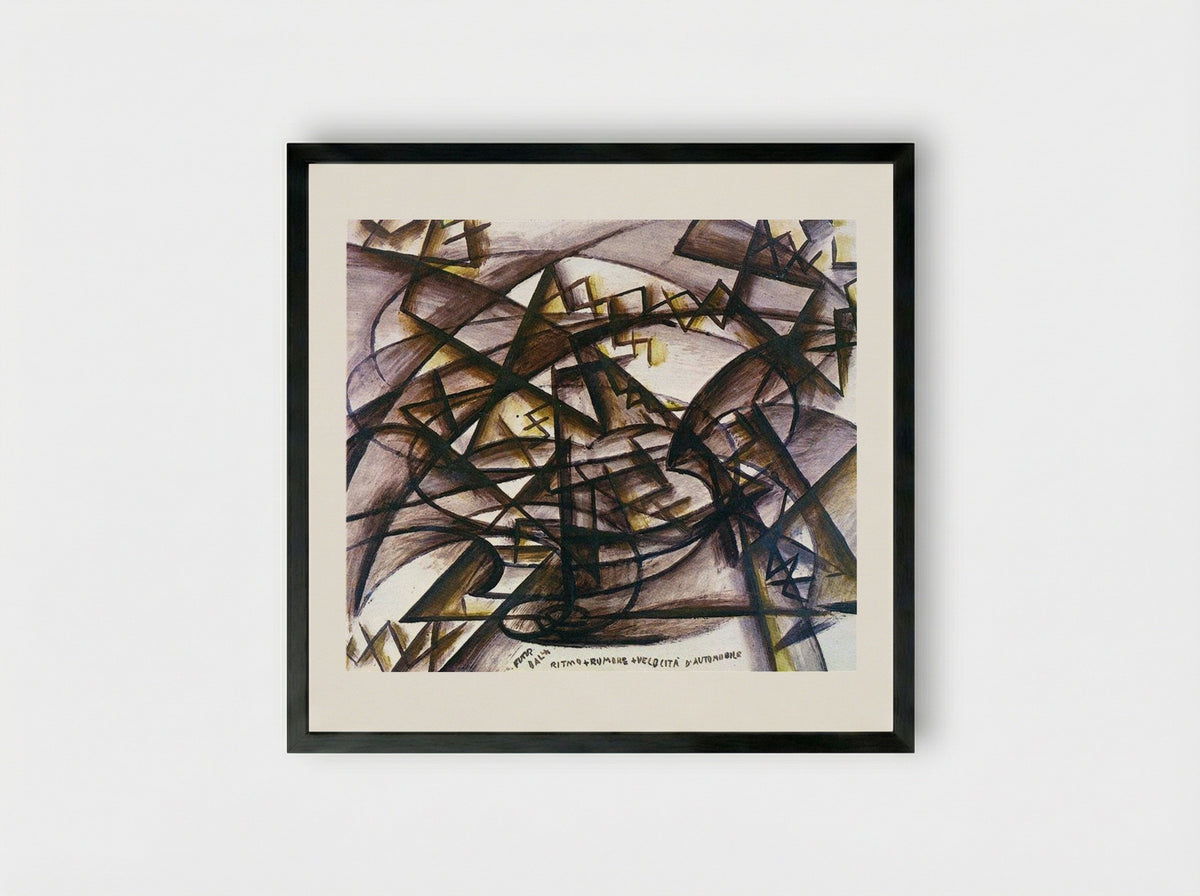 Rhythm + Noise + Speed of Car - Giacomo Balla - Framed Print Black