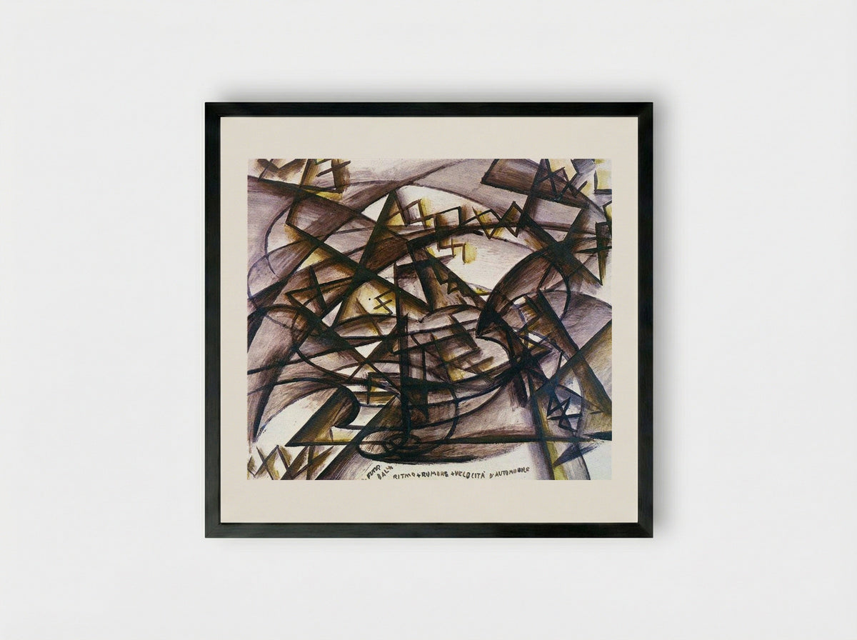 Rhythm + Noise + Speed of Car - Giacomo Balla - Framed Print Black