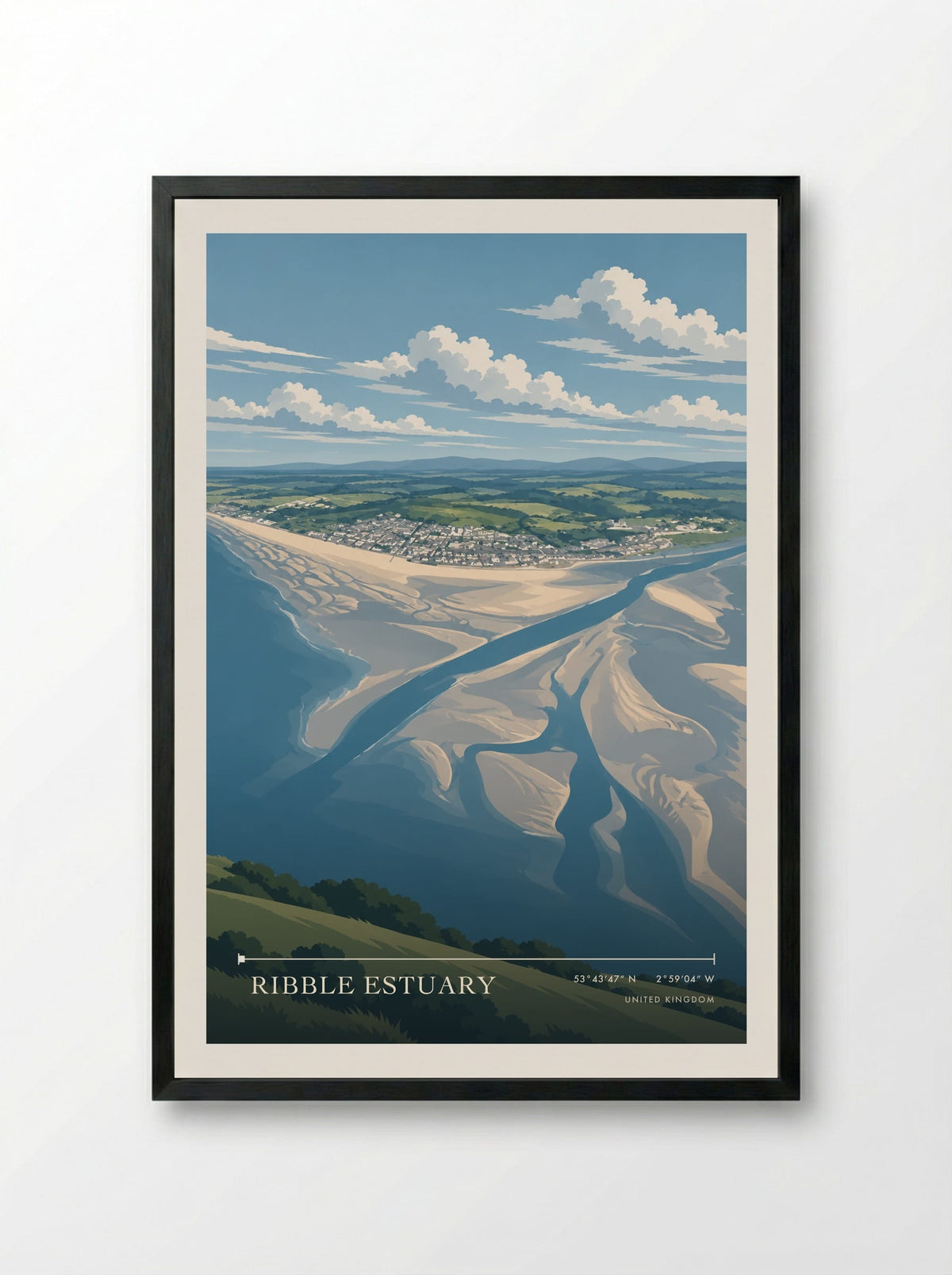 Ribble Estuary | Travel Poster - Framed Print Black