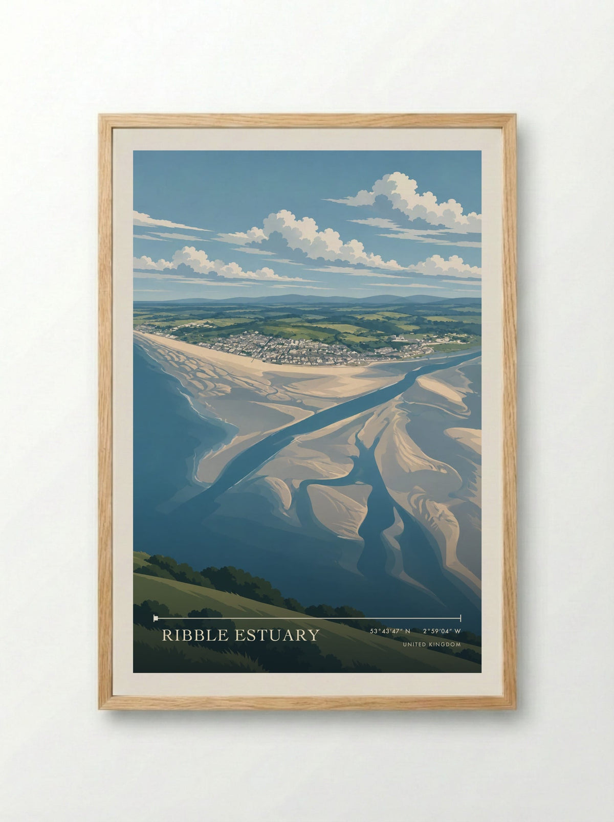 Ribble Estuary | Travel Poster - Framed Print Wood