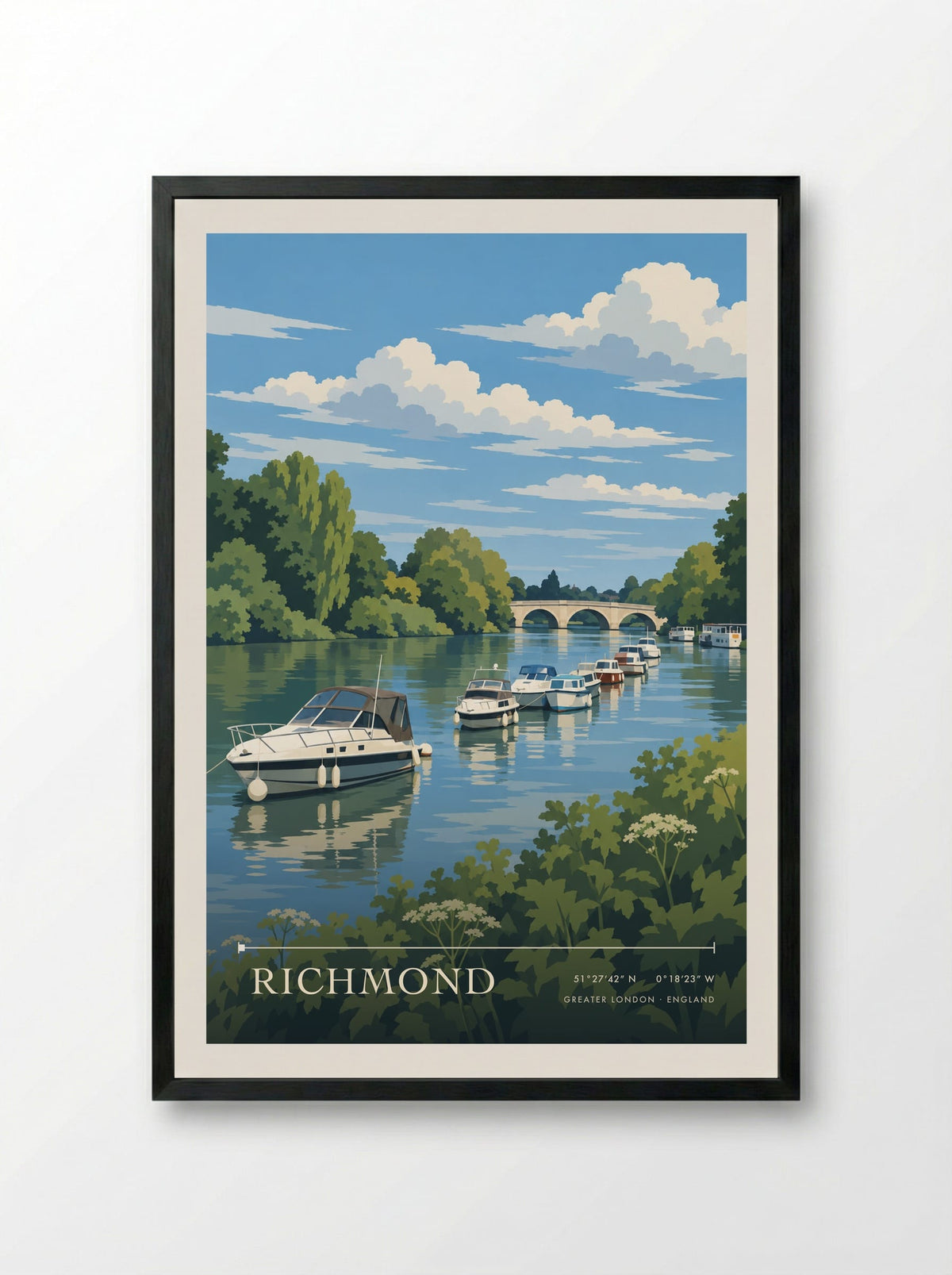Richmond, Greater London | Travel Poster - Framed Print Black