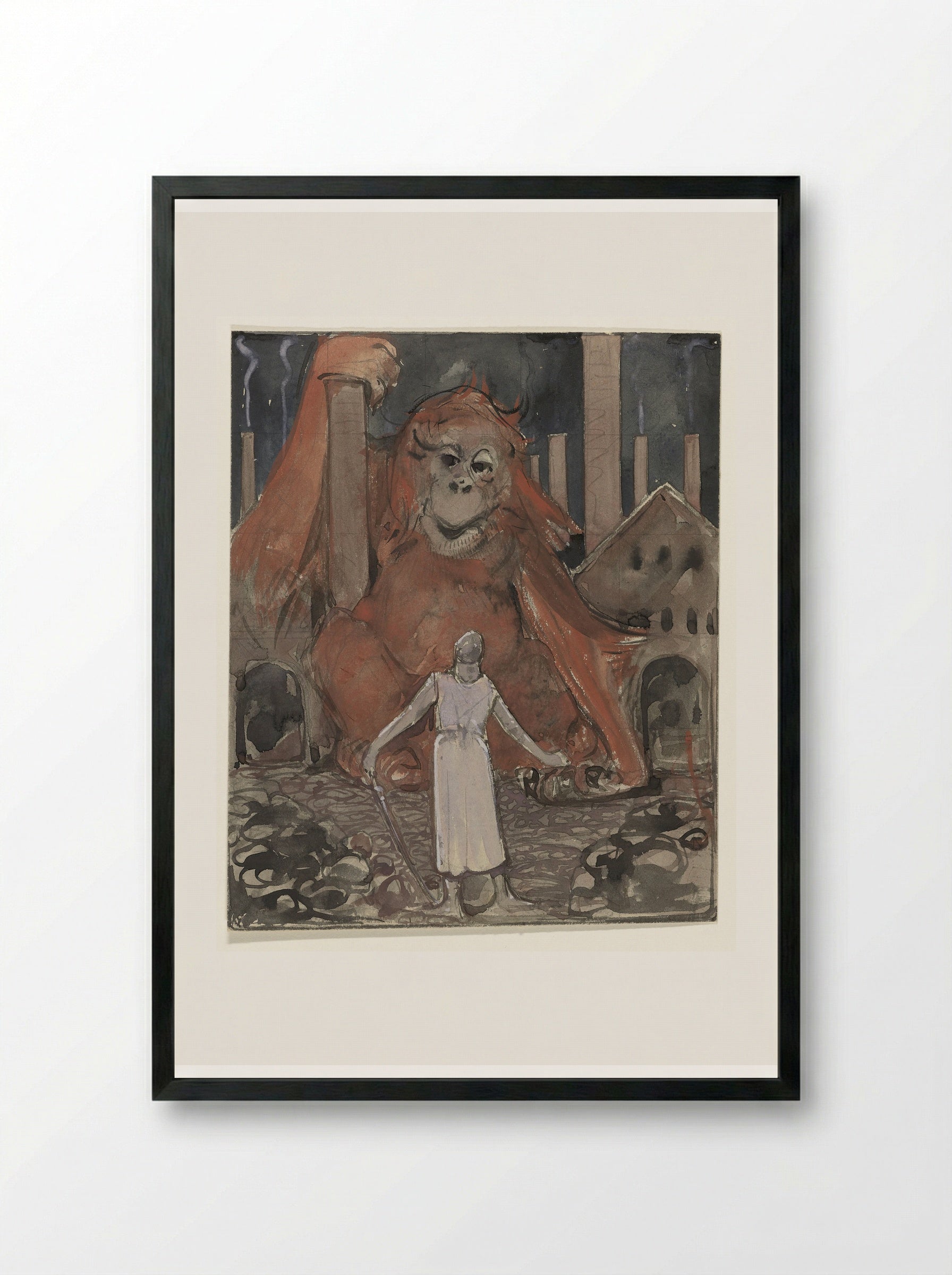 Ridder en reuzenaap - Bernard Willem Wierink - Framed Print Black