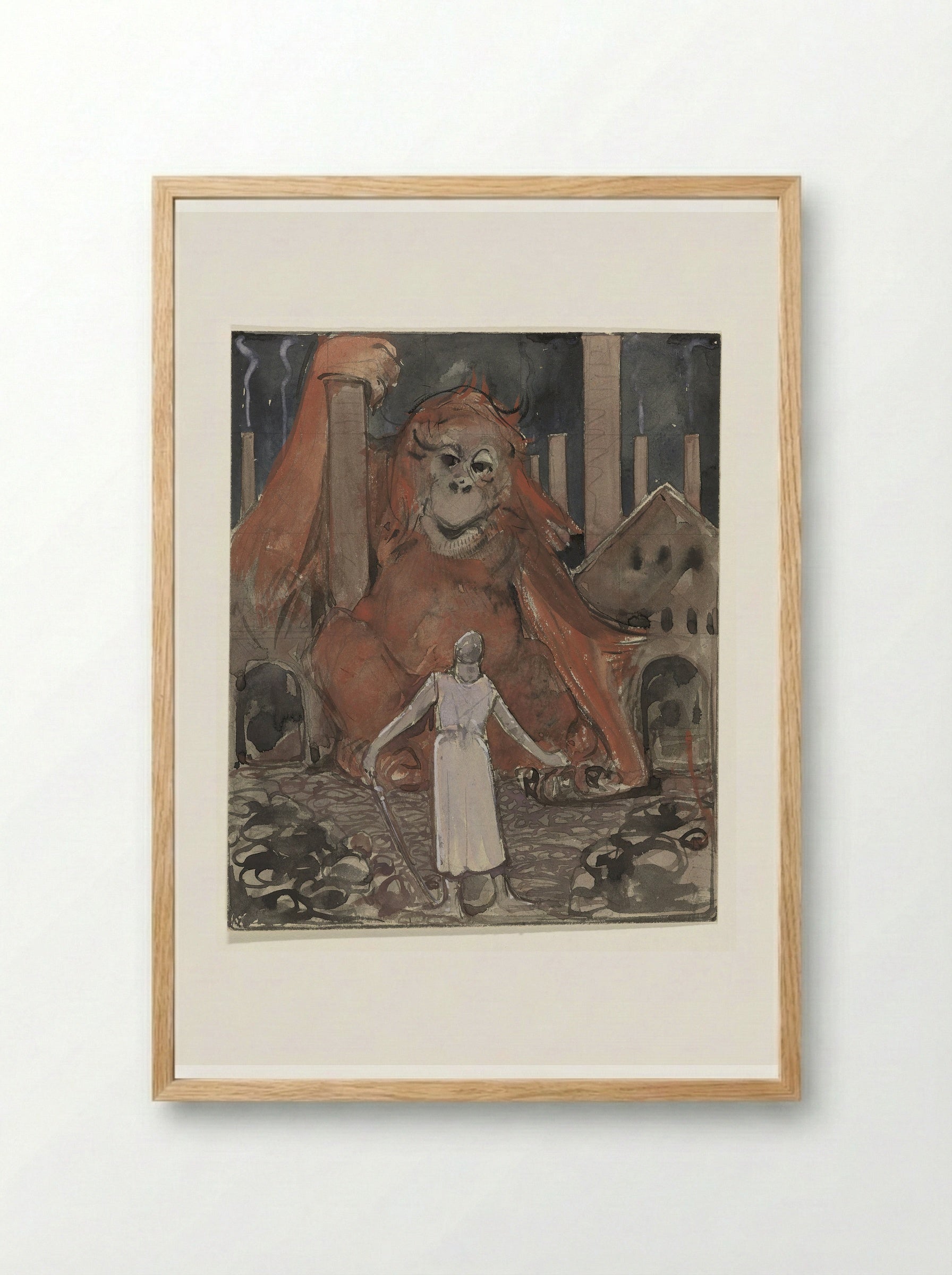 Ridder en reuzenaap - Bernard Willem Wierink - Framed Print Wood
