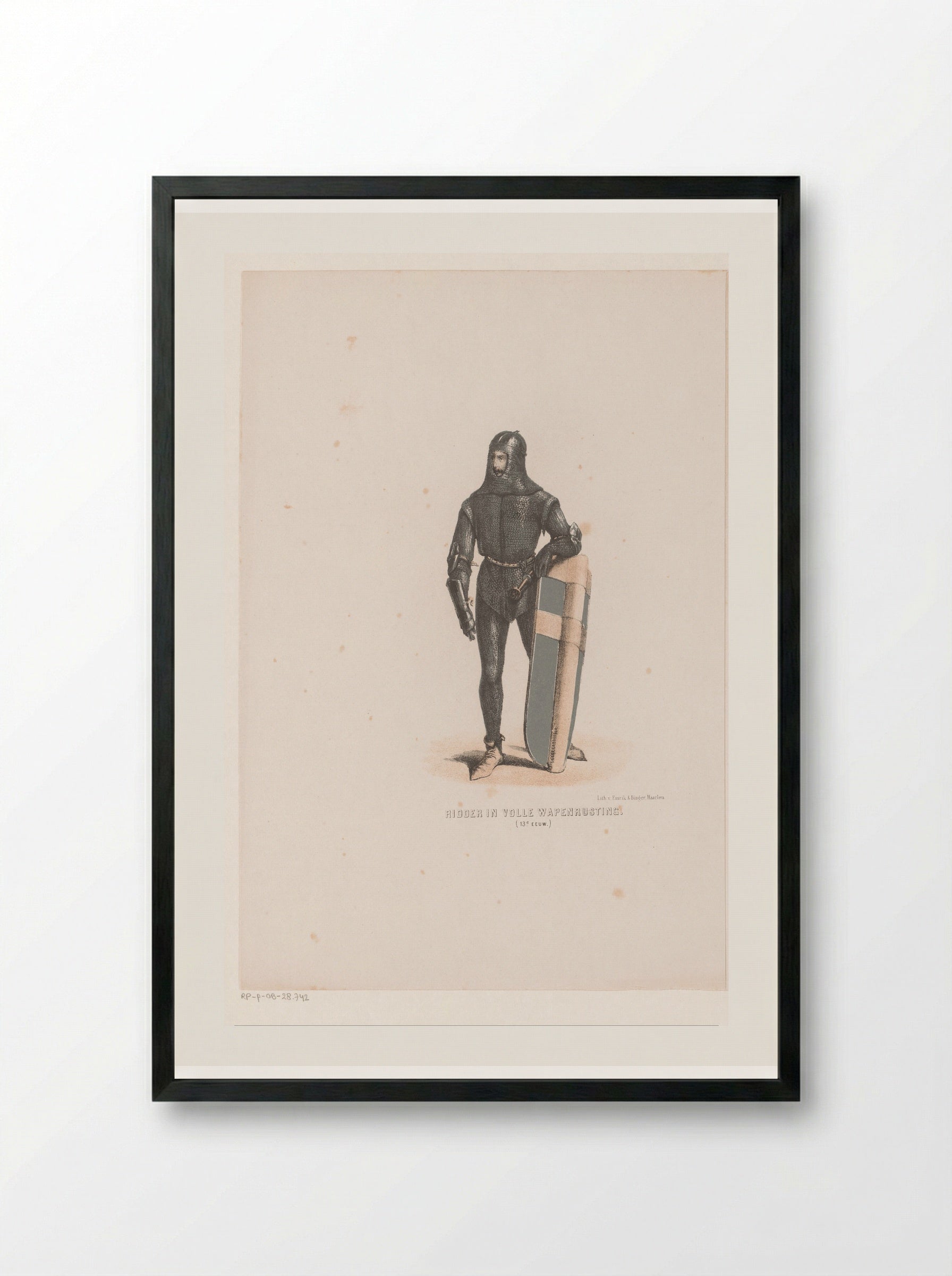 Ridder in volle wapenrusting, 13e eeuw - David van der Kellen - Framed Print Black