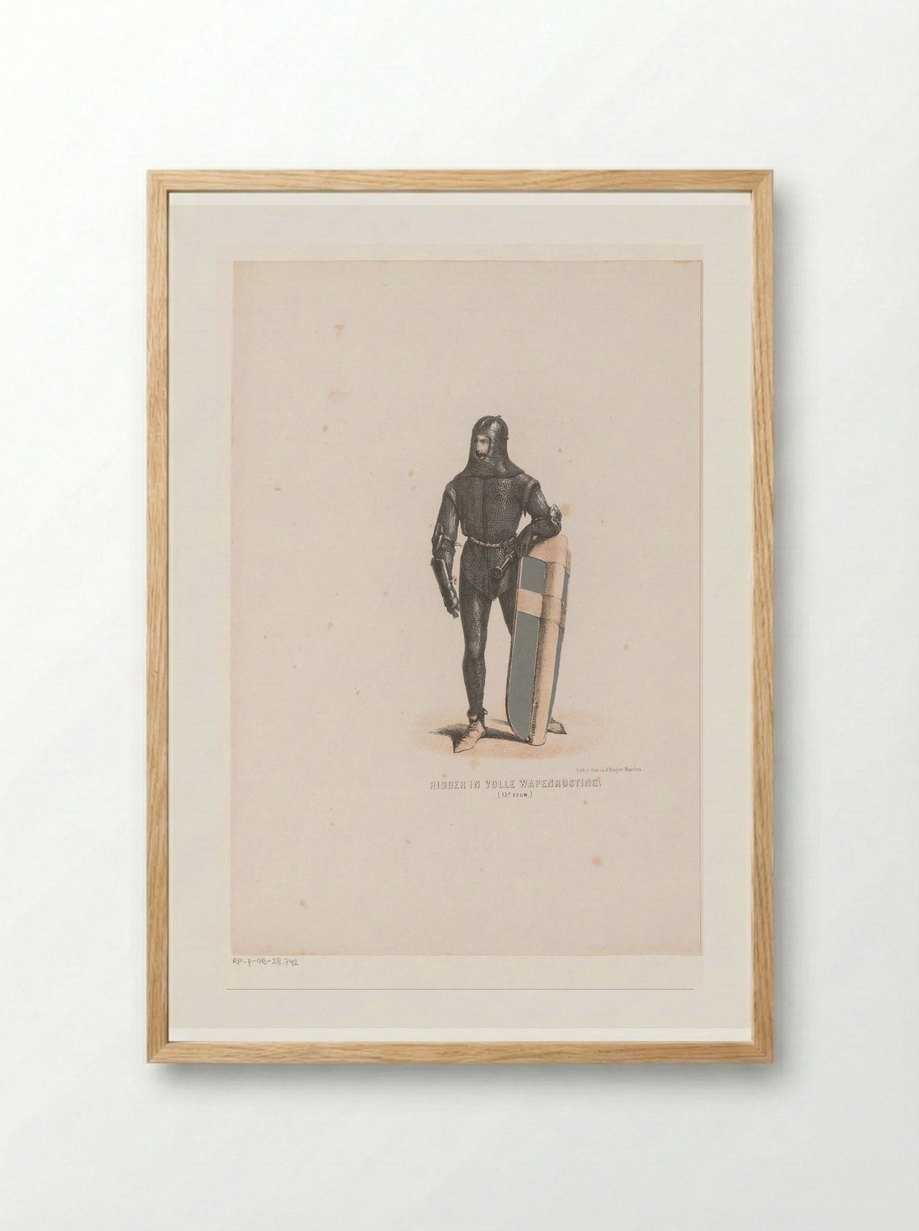 Ridder in volle wapenrusting, 13e eeuw - David van der Kellen - Framed Print Wood