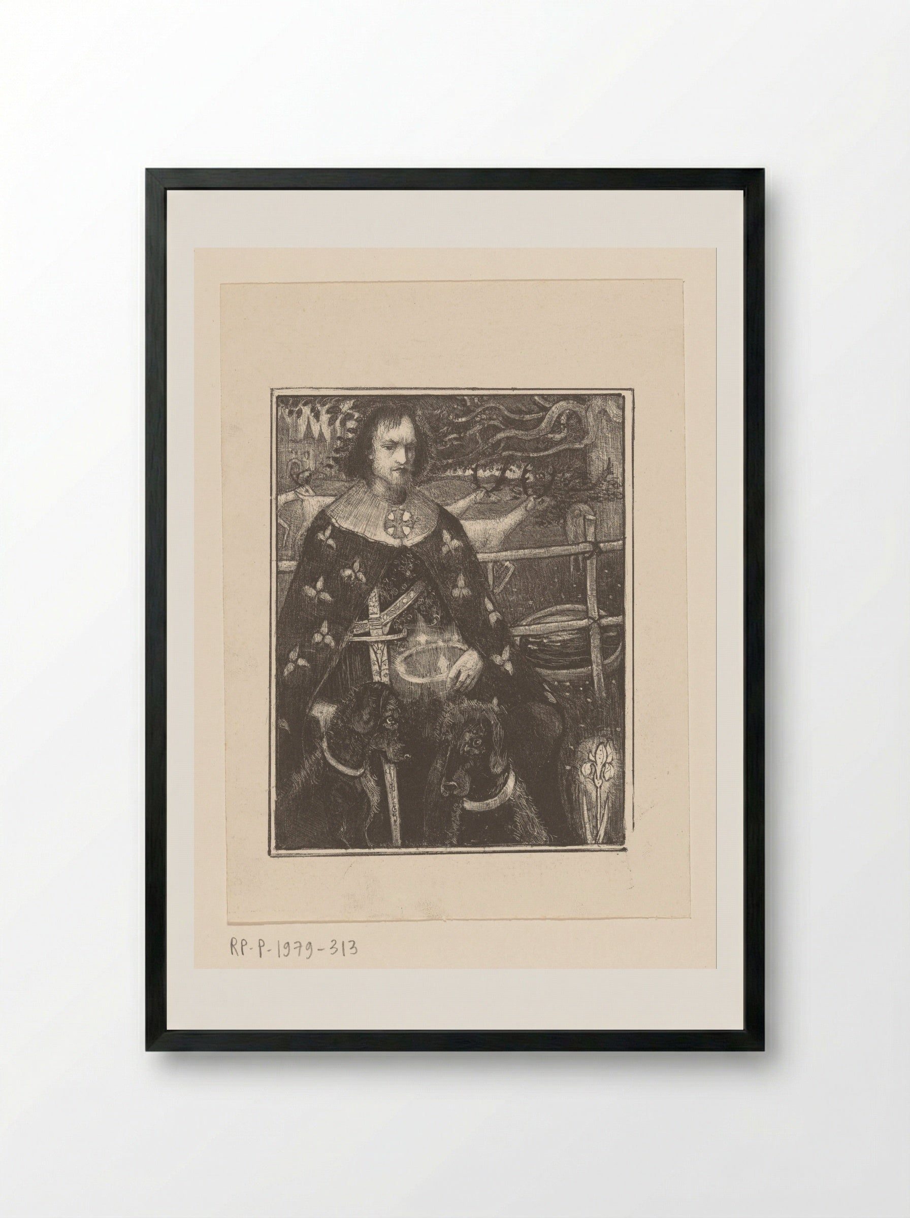 Ridder met twee honden - Richard Nicolaüs Roland Holst - Framed Print Black