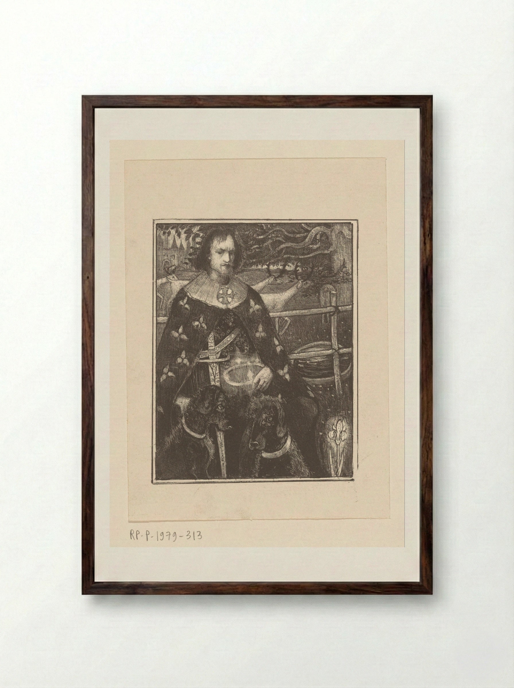 Ridder met twee honden - Richard Nicolaüs Roland Holst - Framed Print Dark Wood