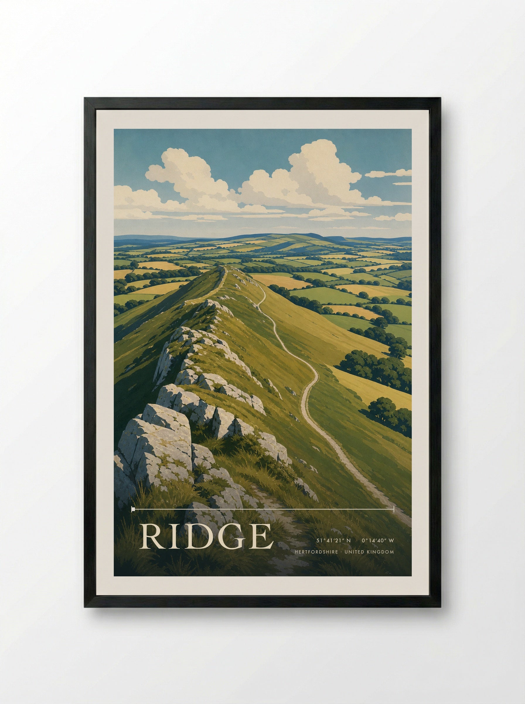 Ridge Hertfordshire United Kingdom Travel Poster - Framed Print Black