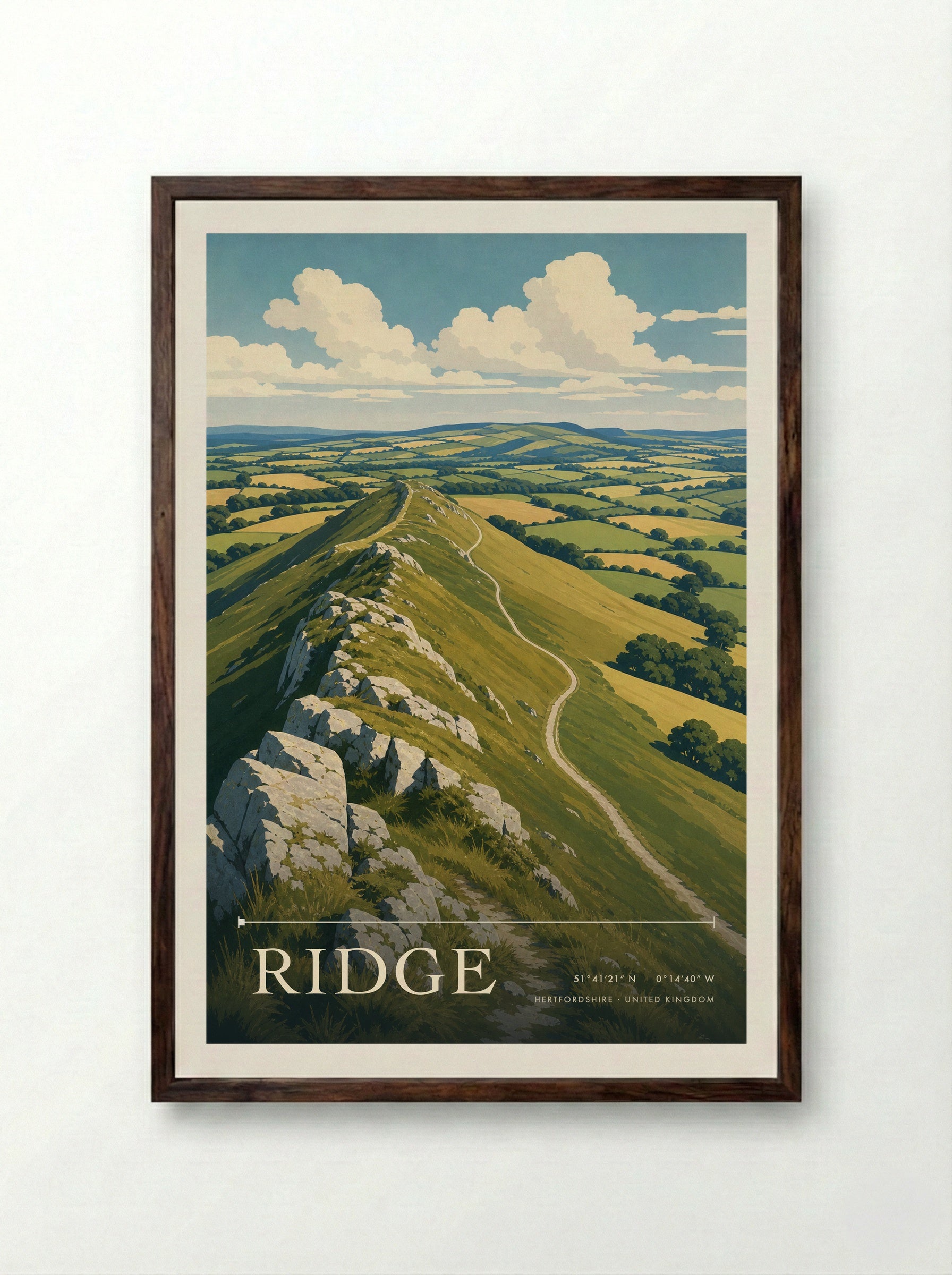 Ridge Hertfordshire United Kingdom Travel Poster - Framed Print Dark Wood