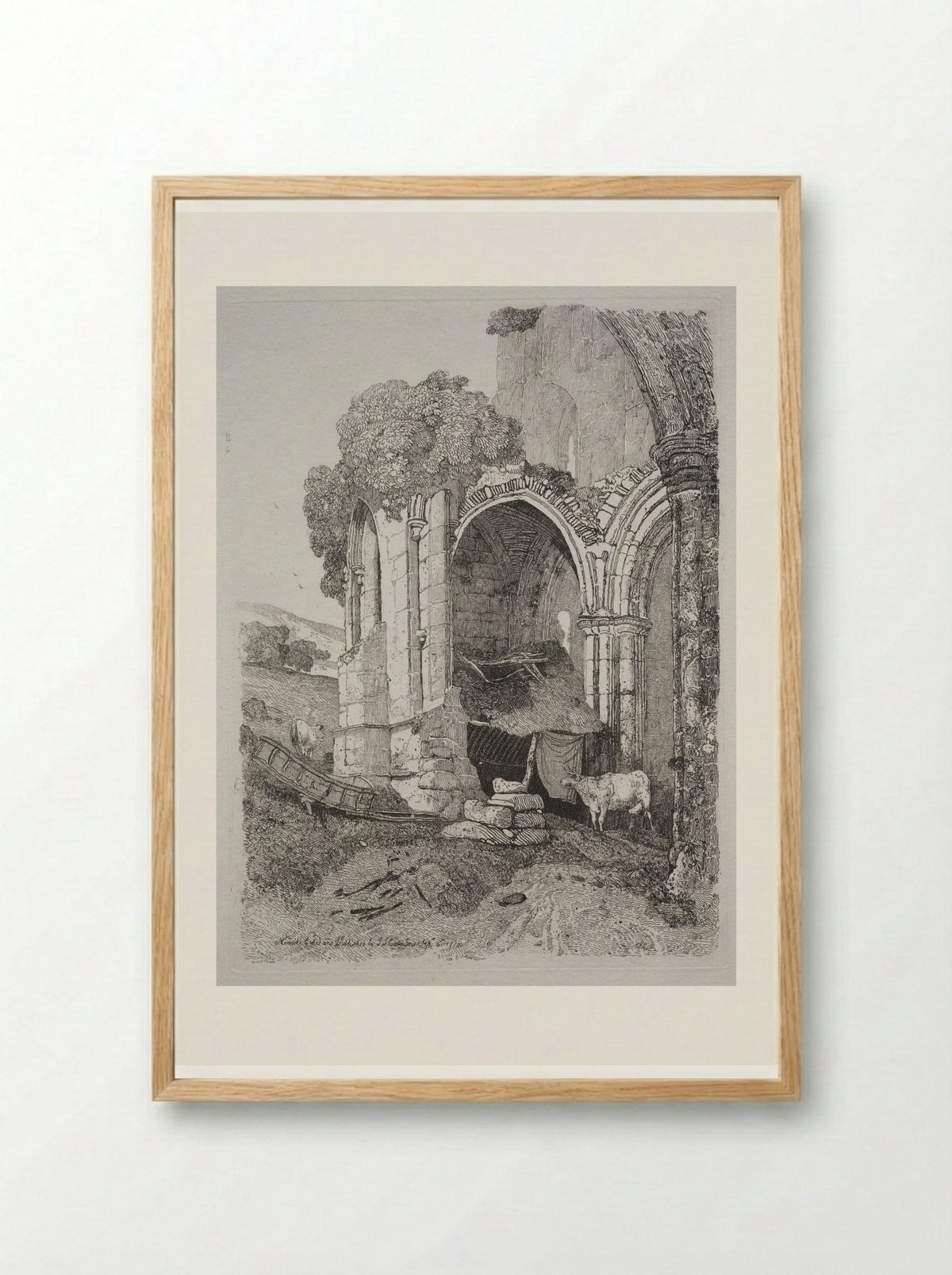 Rievaulx Abbey, Yorkshire - John Sell Cotman - Framed Print Wood