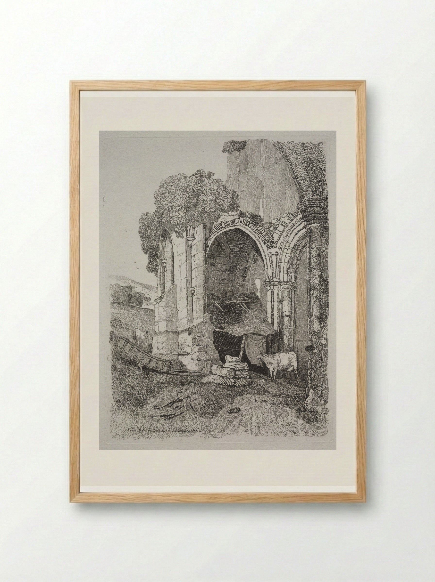 Rievaulx Abbey, Yorkshire - John Sell Cotman - Framed Print Wood