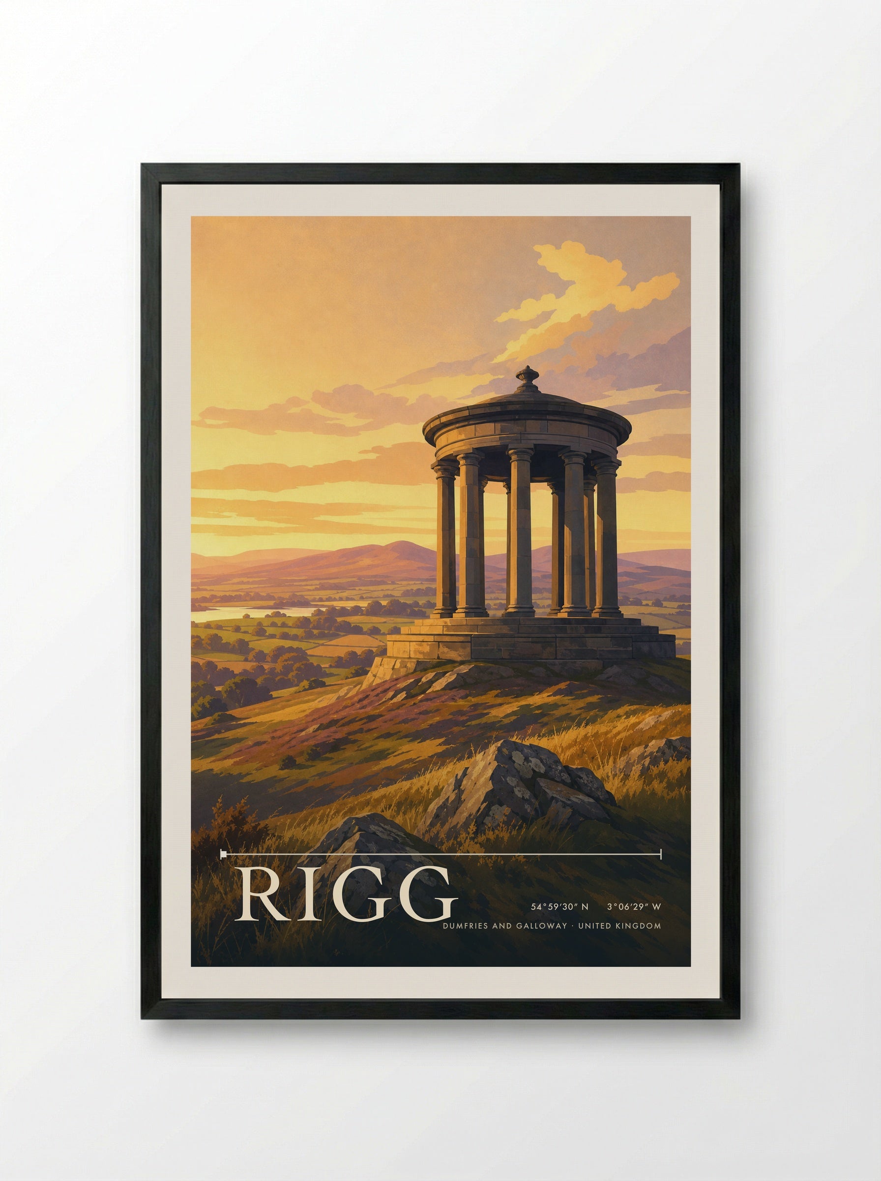 Rigg Dumfries and Galloway United Kingdom Travel Poster - Framed Print Black