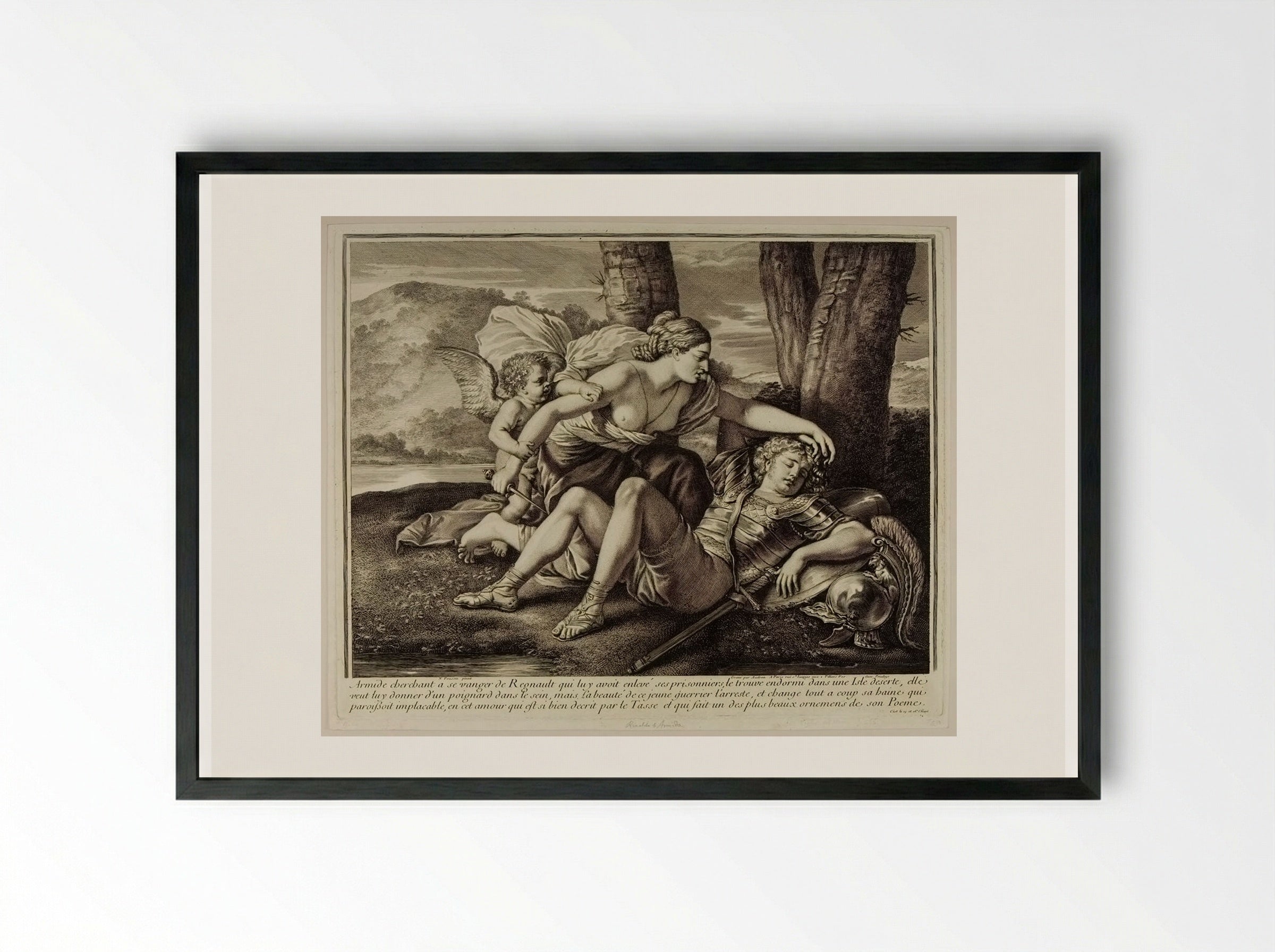 Rinaldo and Armida - Gérard Audran - Framed Print Black