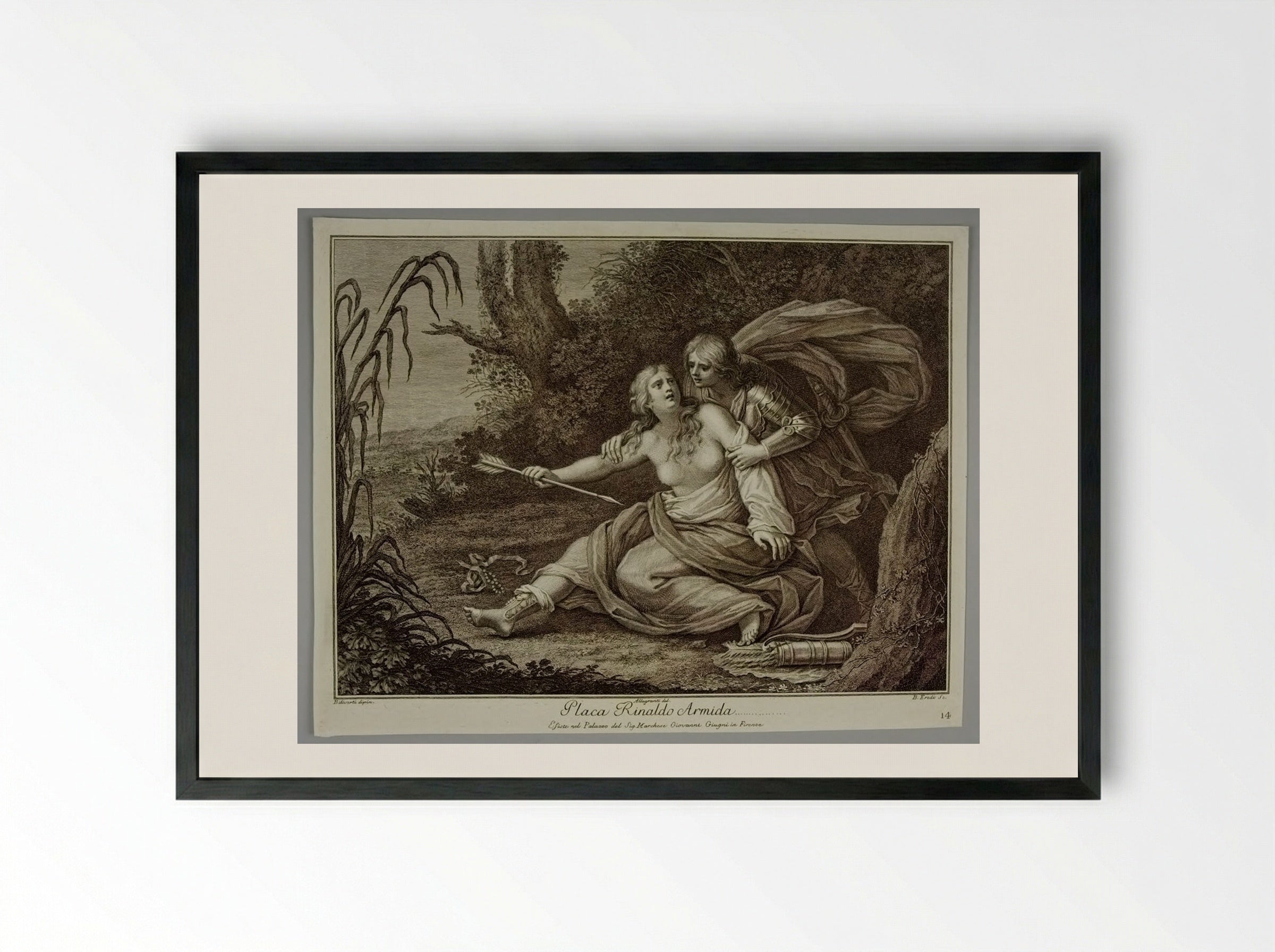 Rinaldo and Armida - Benedetto Eredi - Framed Print Black