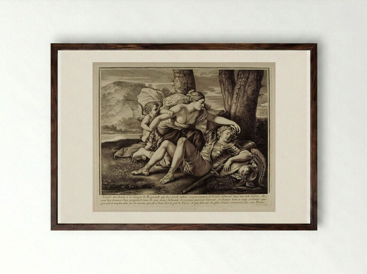 Rinaldo and Armida - Gérard Audran - Framed Print Dark Wood