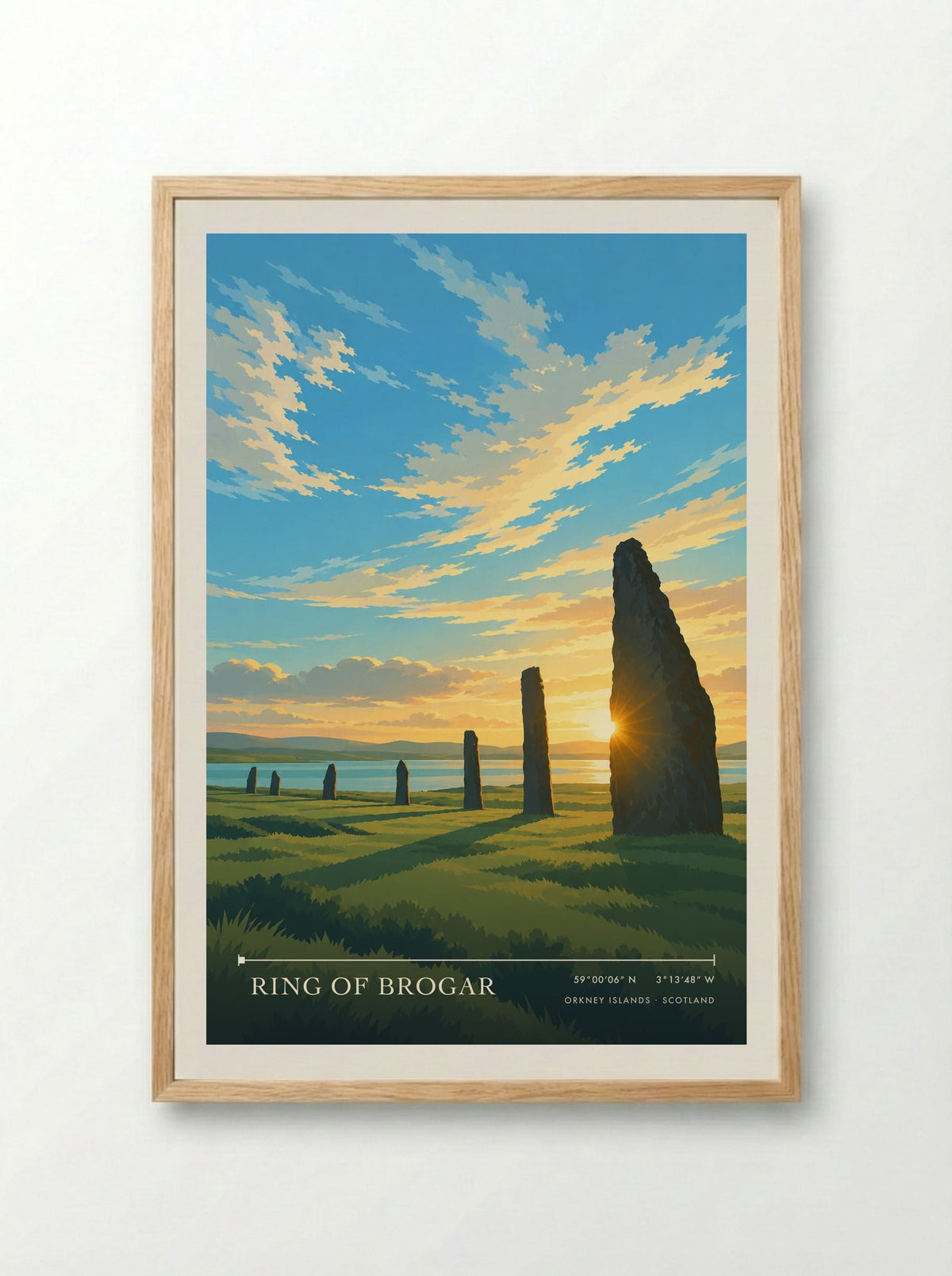 Ring of Brogar, Orkney Islands | Travel Poster - Framed Print Wood