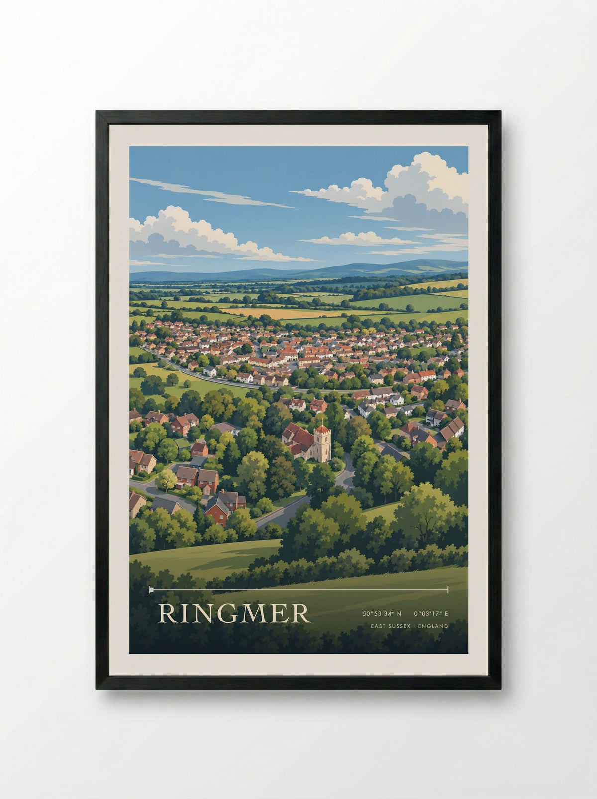 Ringmer, East Sussex | Travel Poster - Framed Print Black