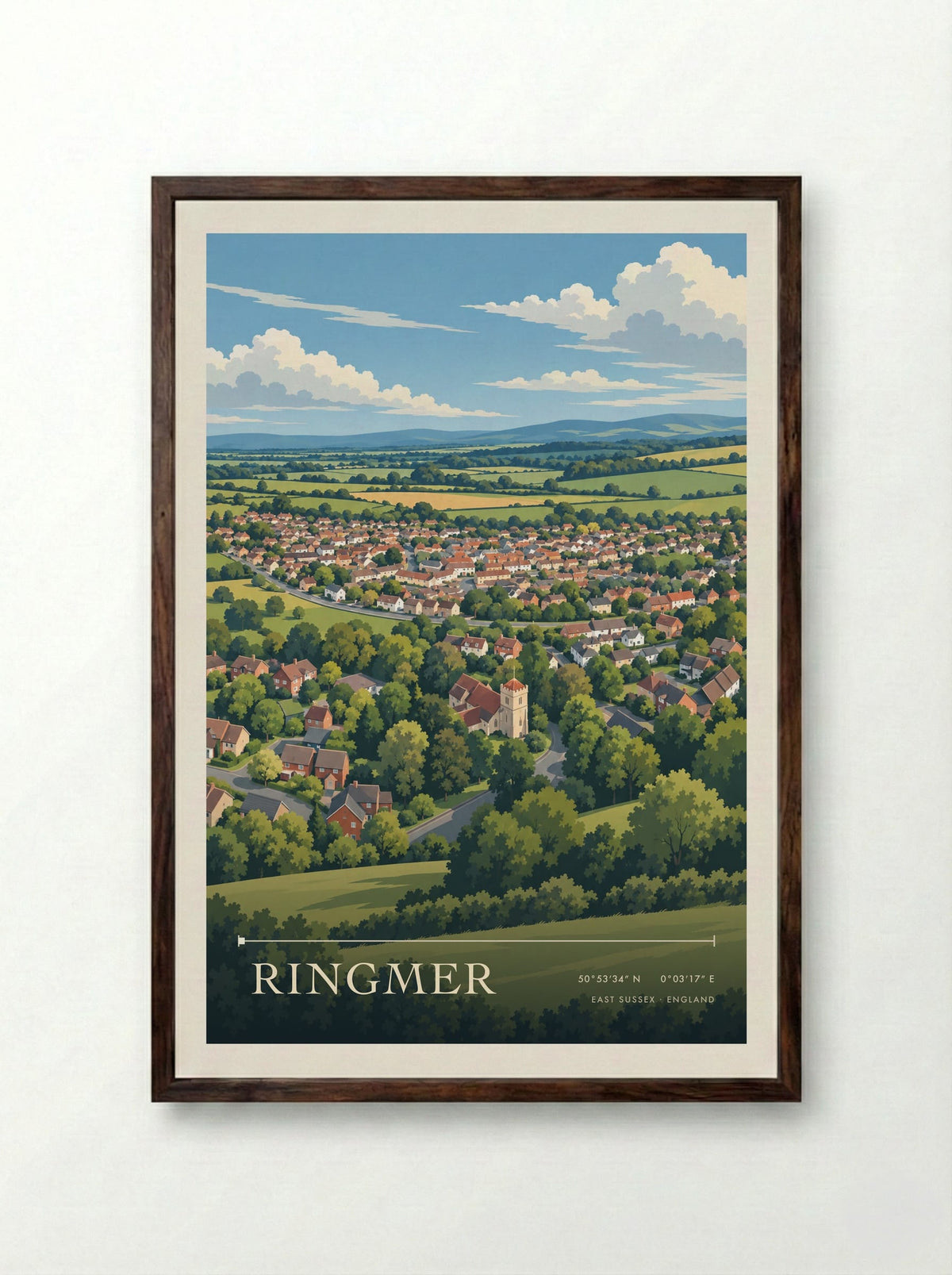 Ringmer, East Sussex | Travel Poster - Framed Print Dark Wood