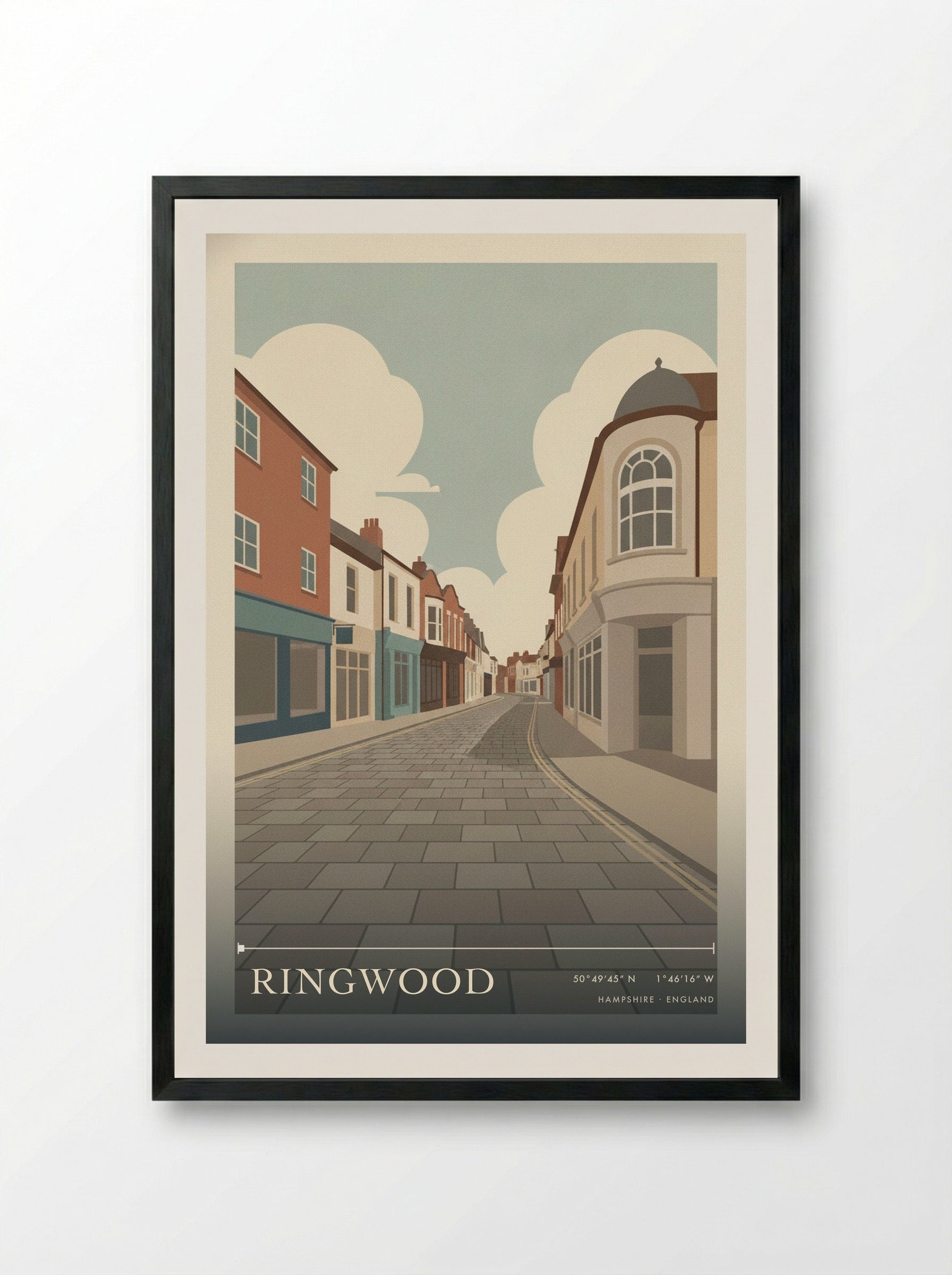Ringwood Hampshire England Travel Poster - Framed Print Black