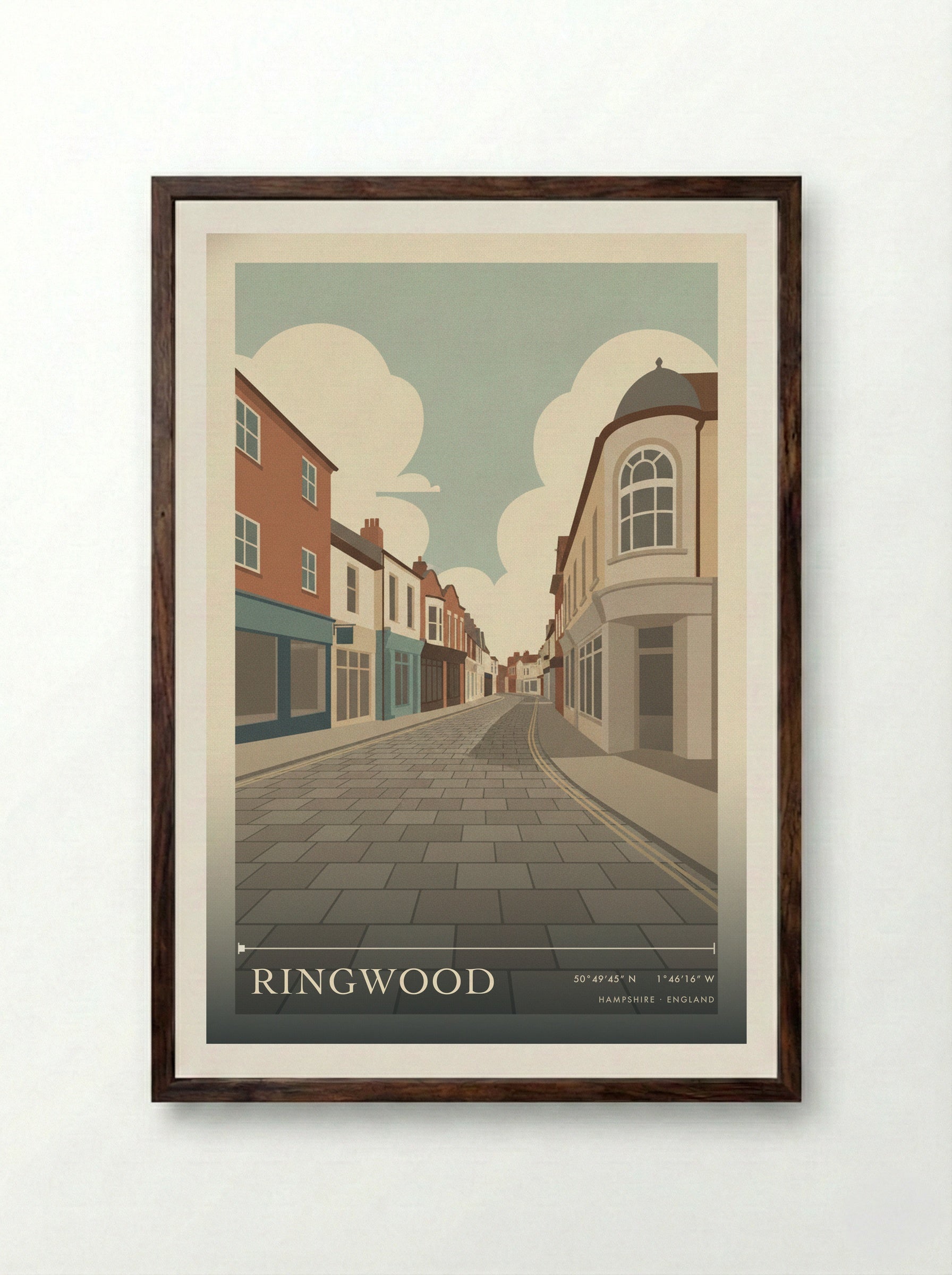 Ringwood Hampshire England Travel Poster - Framed Print Dark Wood