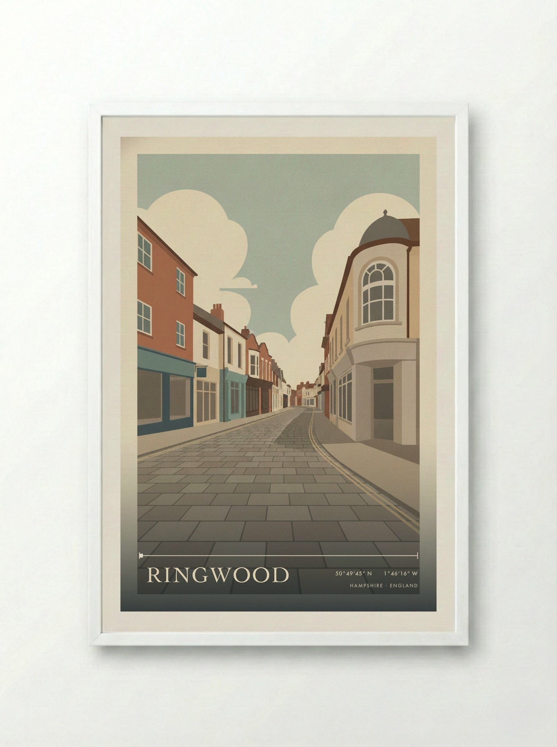 Ringwood Hampshire England Travel Poster - Framed Print White