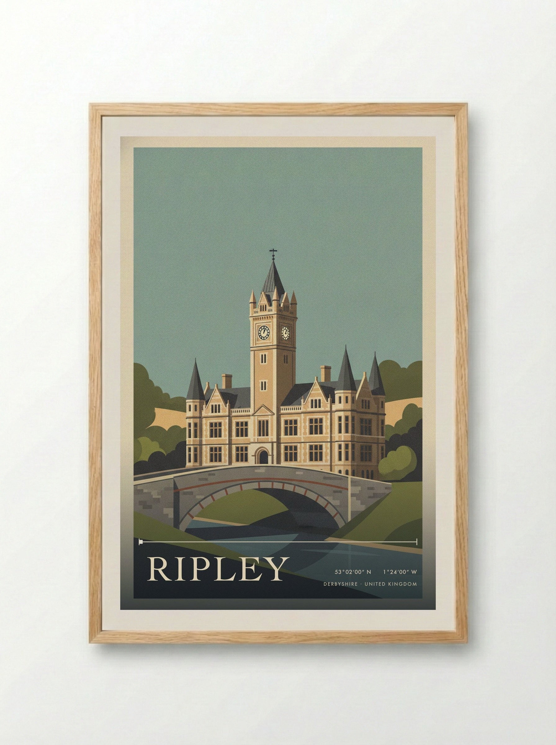 Ripley Derbyshire United Kingdom Travel Poster - Framed Print Wood
