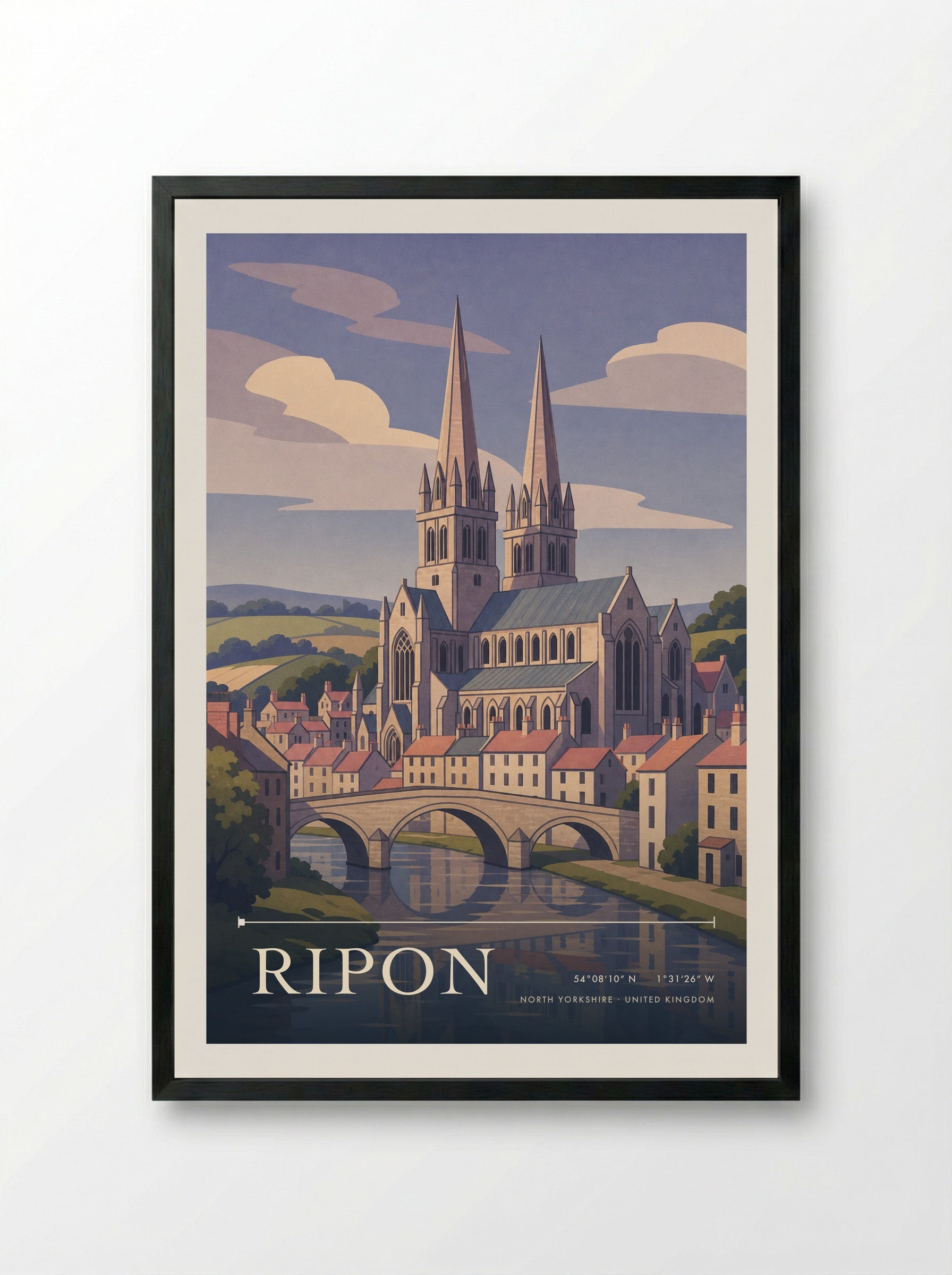 Ripon North Yorkshire United Kingdom Travel Poster - Framed Print Black