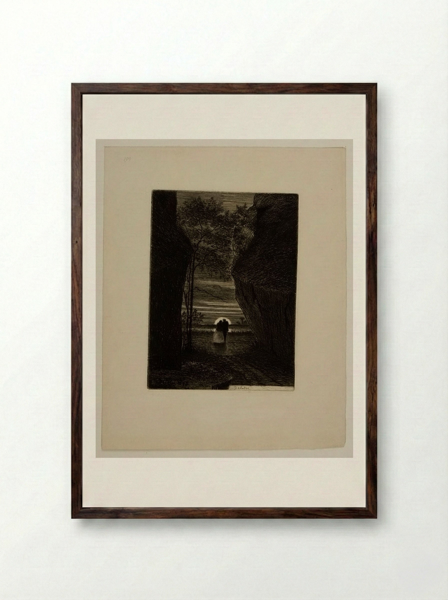 Rising Moon - Auguste Delâtre - Framed Print Dark Wood